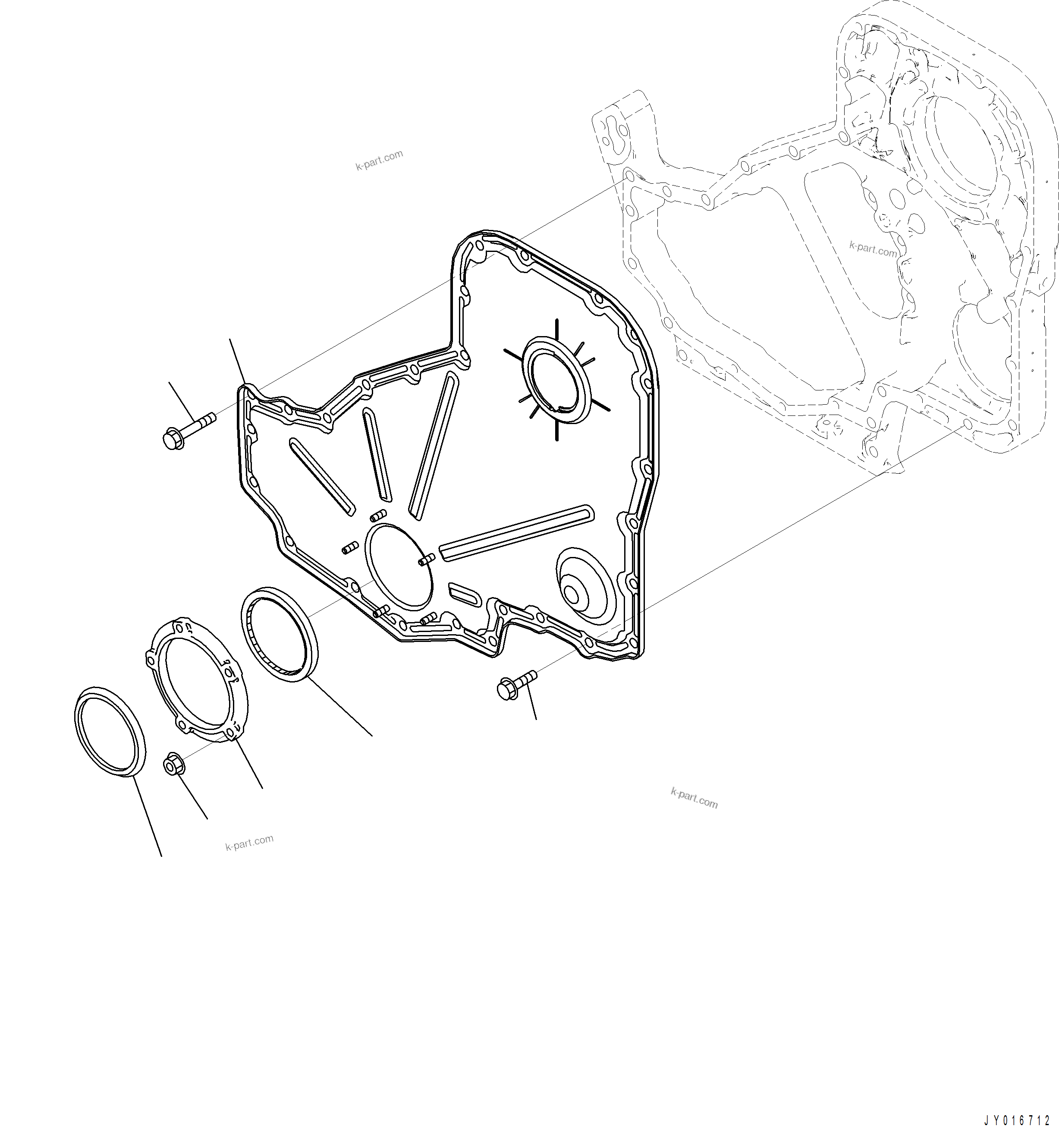 Komatsu parts book diagram for PC390LCI-11 A31001-UP BEPB113400 3.8.2018: AGG00-001001 FRONT GEAR COVER
