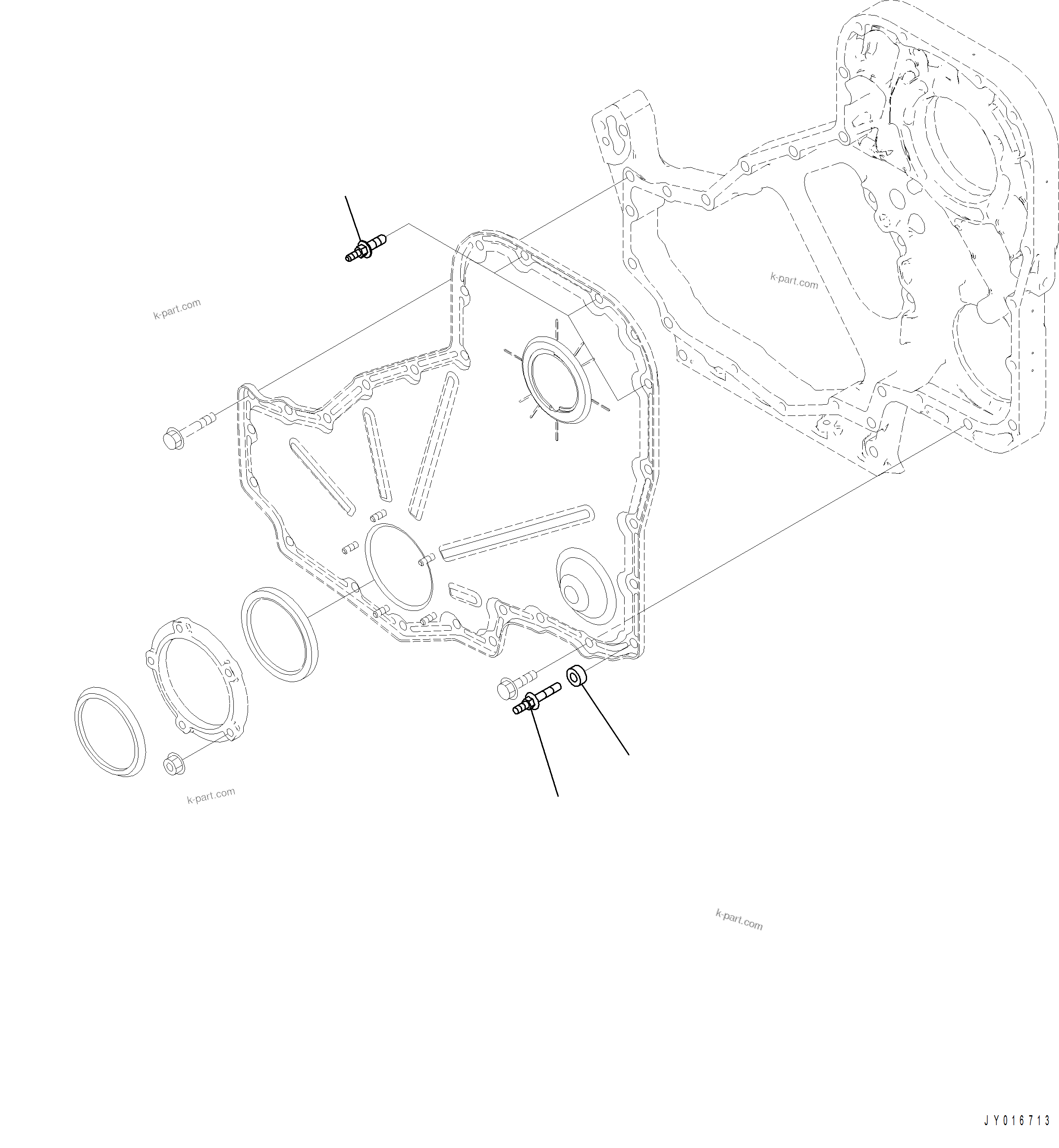 Komatsu parts book diagram for PC390LCI-11 A31001-UP BEPB113400 3.8.2018: AGG10-001001 FRONT GEAR COVER MOUNTING