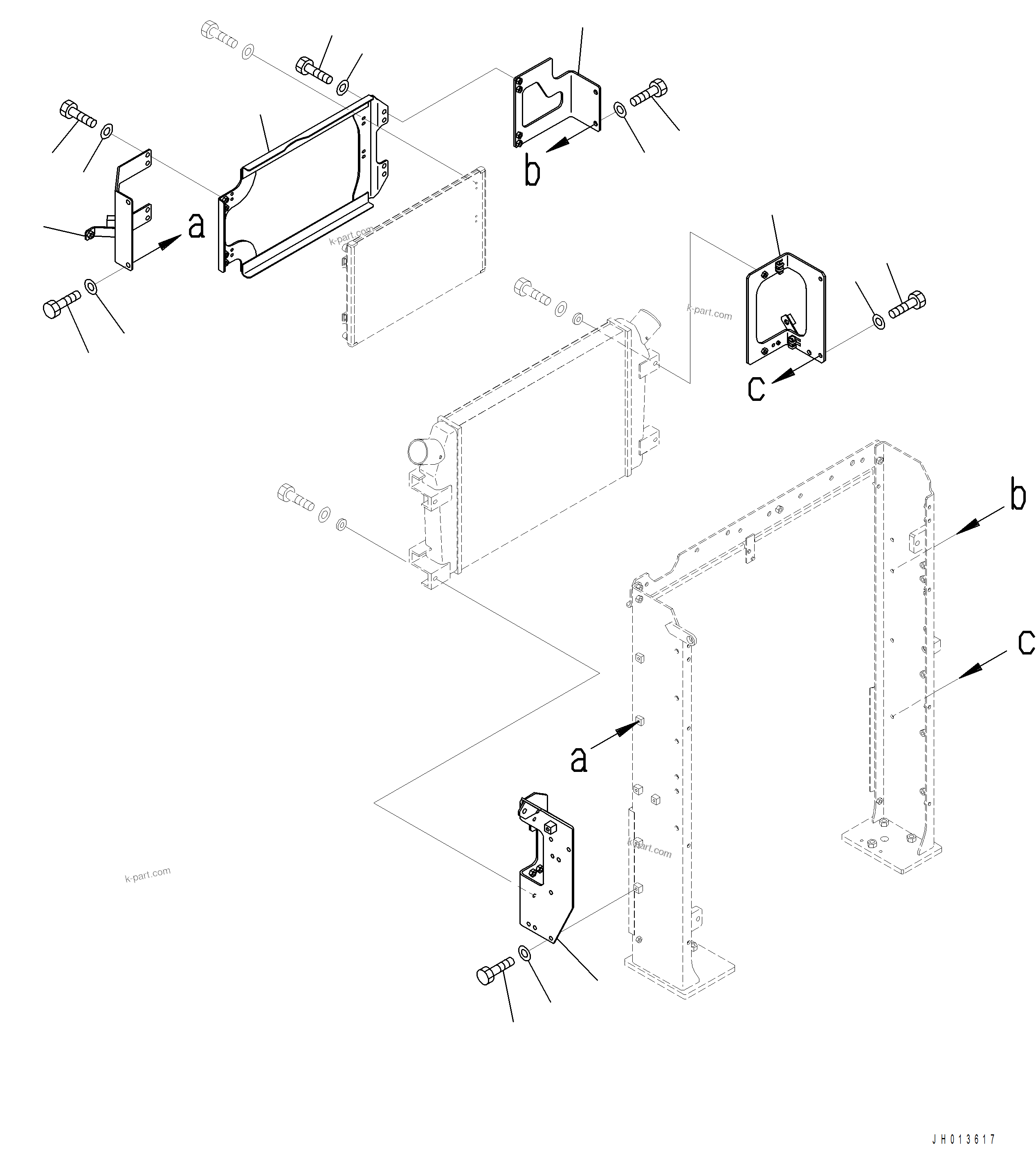 Komatsu parts book diagram for PC390LCI-11 A31001-UP BEPB113400 3.8.2018: C0100-001004 CONDENSER MOUNTING