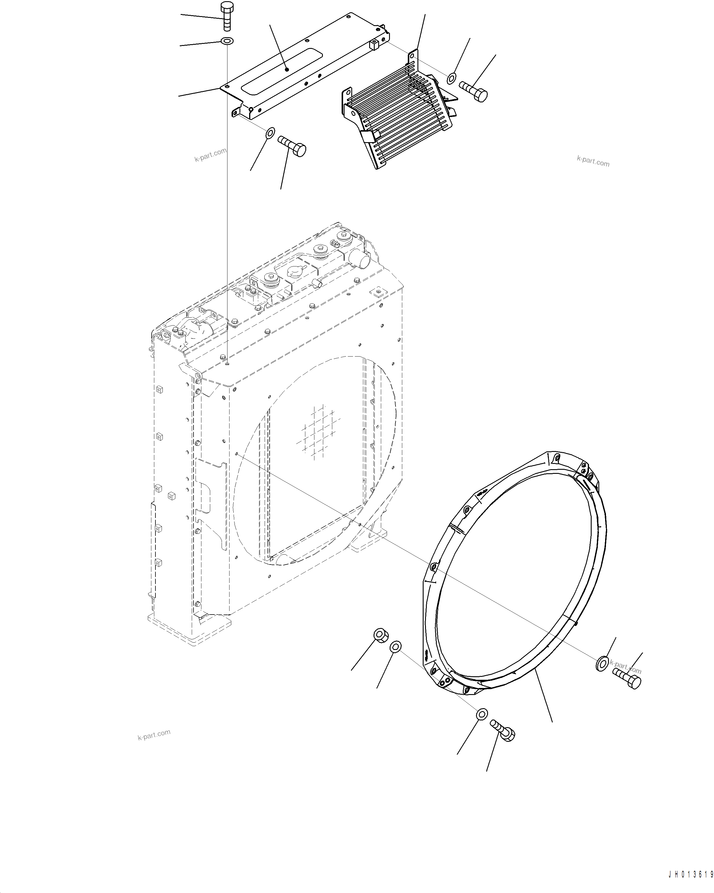 Komatsu parts book diagram for PC390LCI-11 A31001-UP BEPB113400 3.8.2018: C0100-001006 FAN GUARD, STEP AND SHROUD