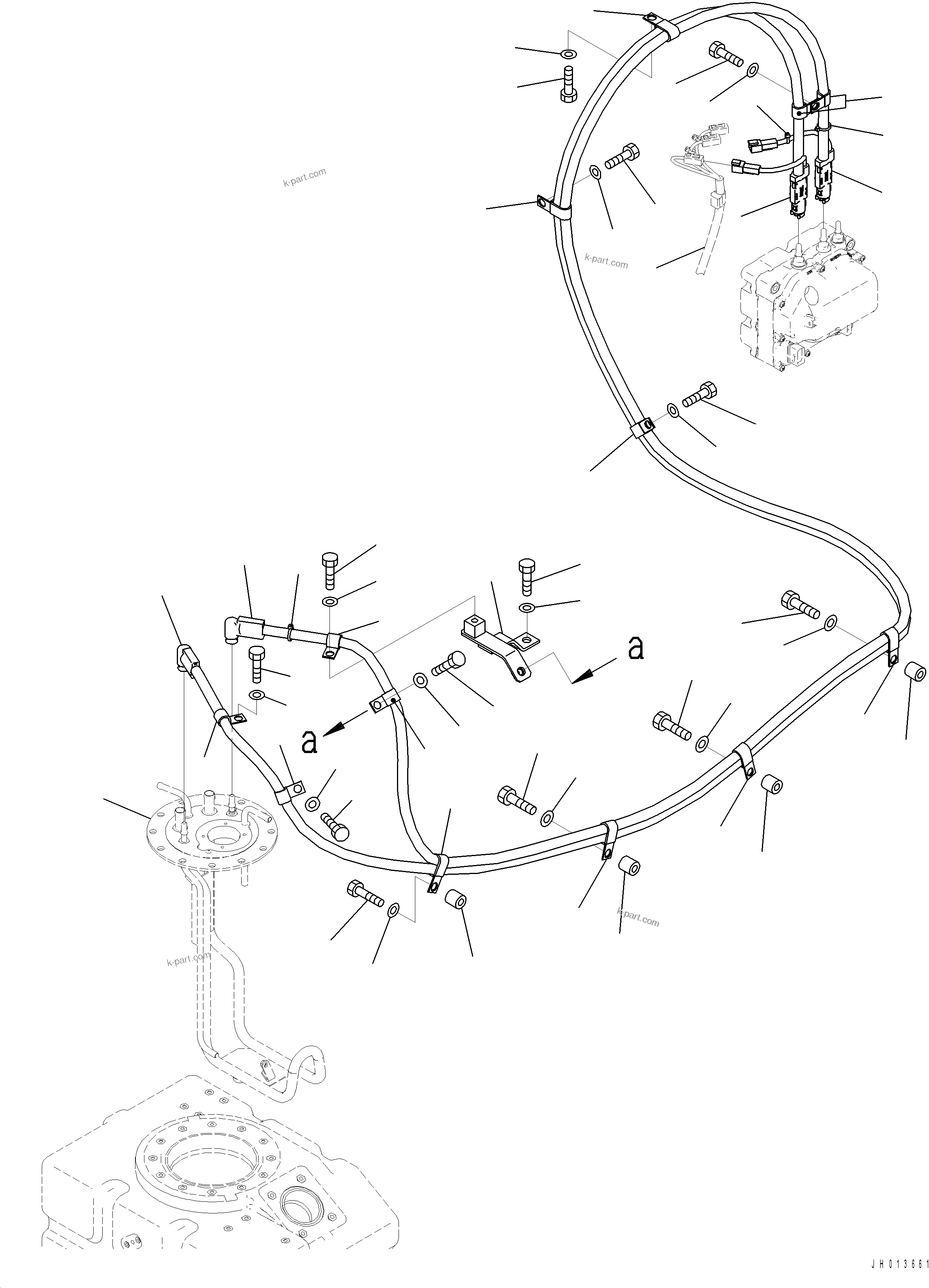 Komatsu parts book diagram for PC390LCI-11 A31001-UP BEPB113400 3.8.2018: D0510-001001 DEF PIPING SUCTION AND RETURN PIPING