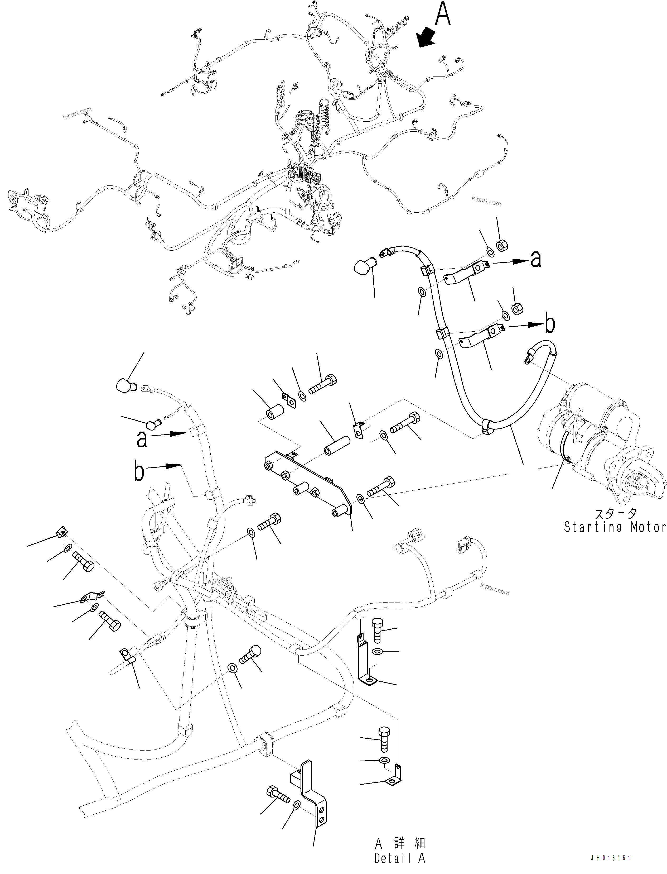 Komatsu parts book diagram for PC390LCI-11 A31001-UP BEPB113400 3.8.2018: E0200-001007 MAIN WIRING HARNESS MOUNTING (6/7)