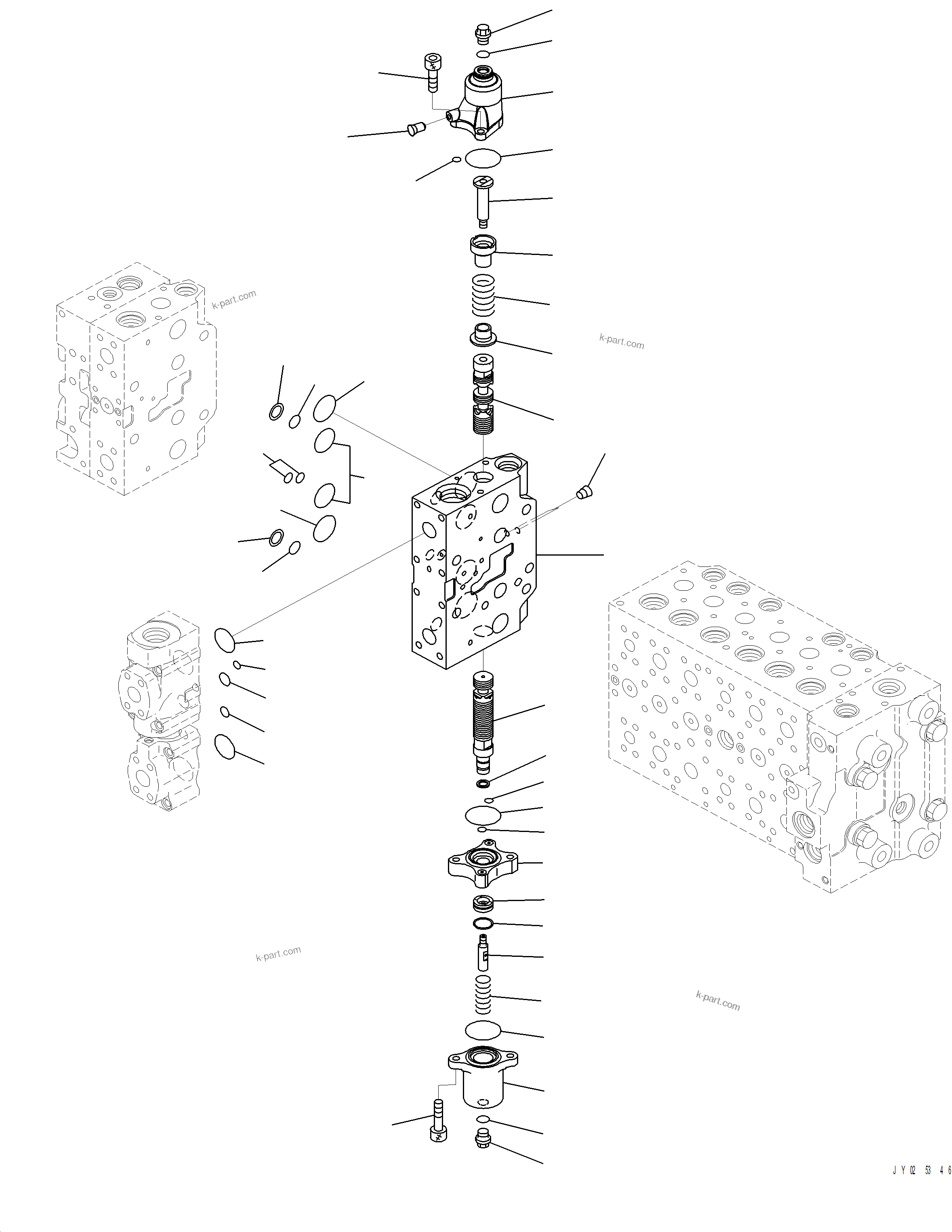 Komatsu parts book diagram for PC390LCI-11 A31001-UP BEPB113400 3.8.2018: H0120-003016 MAIN CONTROL VALVE (16/26)