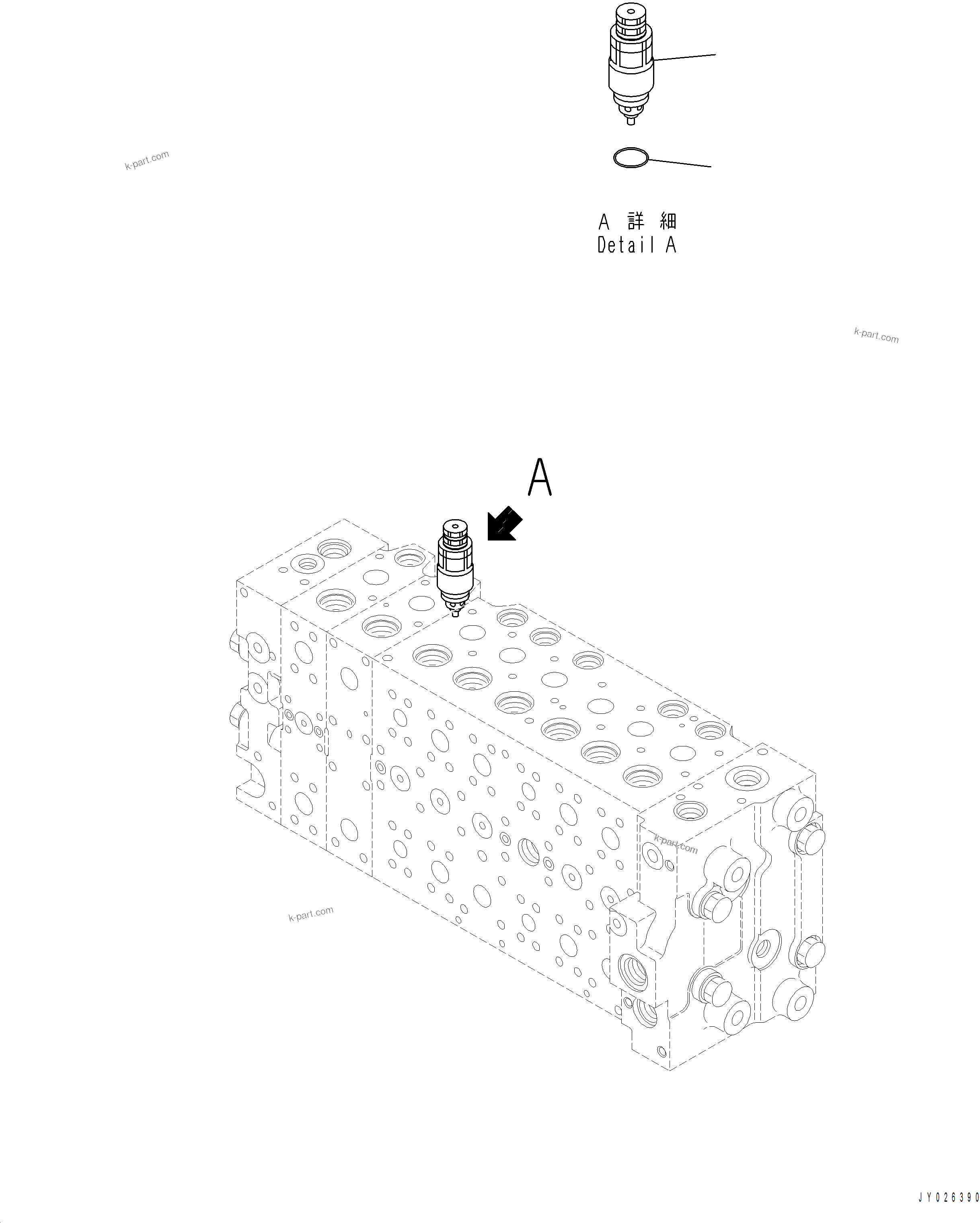Komatsu parts book diagram for PC390LCI-11 A31001-UP BEPB113400 3.8.2018: H0120-003023 MAIN CONTROL VALVE (23/26)