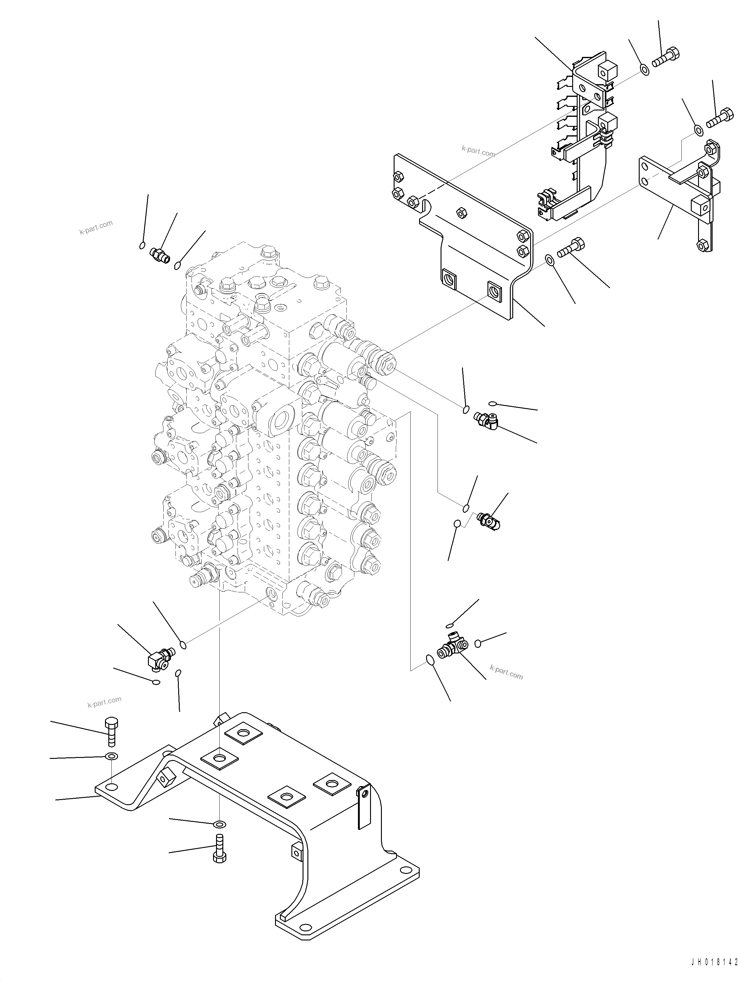 Komatsu parts book diagram for PC390LCI-11 A31001-UP BEPB113400 3.8.2018: H0120-003028 MAIN CONTROL VALVE CONNECTIONS (2/2)