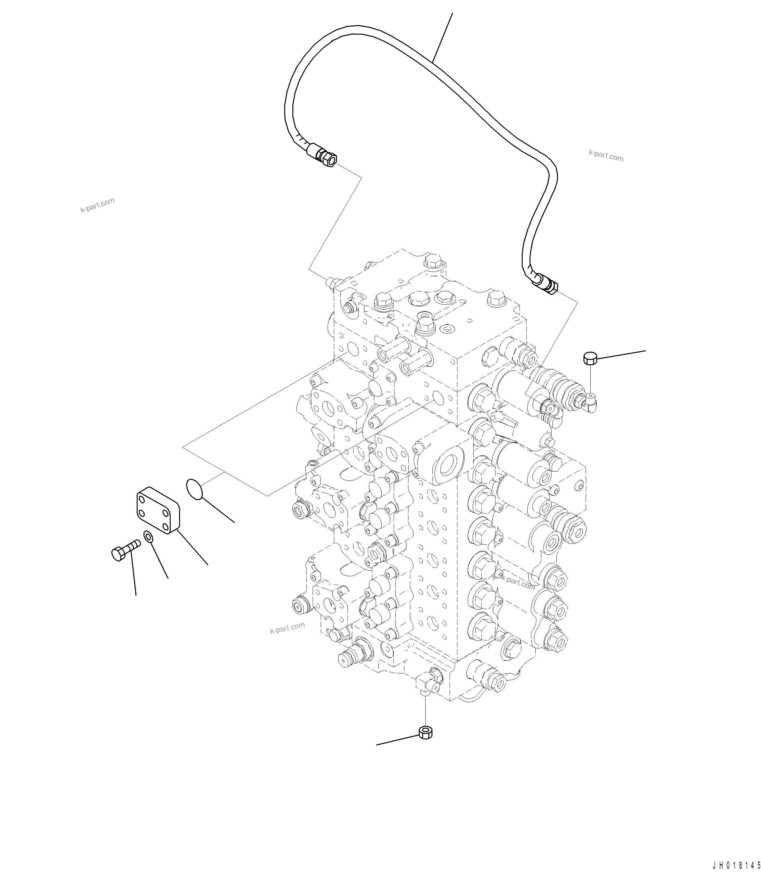 Komatsu parts book diagram for PC390LCI-11 A31001-UP BEPB113400 3.8.2018: H0120-003029 MAIN CONTROL VALVE BLIND PARTS