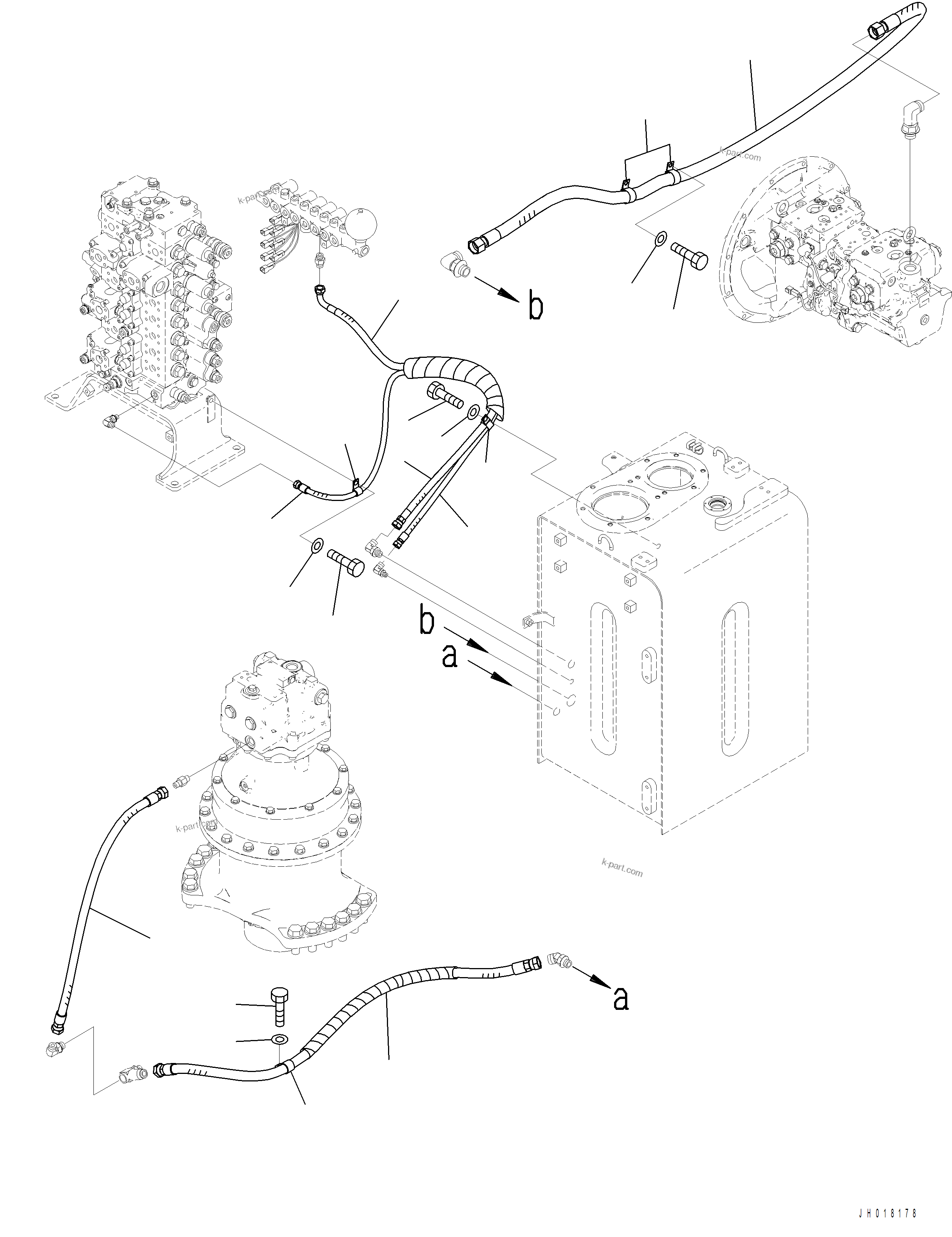 Komatsu parts book diagram for PC390LCI-11 A31001-UP BEPB113400 3.8.2018: H0340-001001 DRAIN PIPING