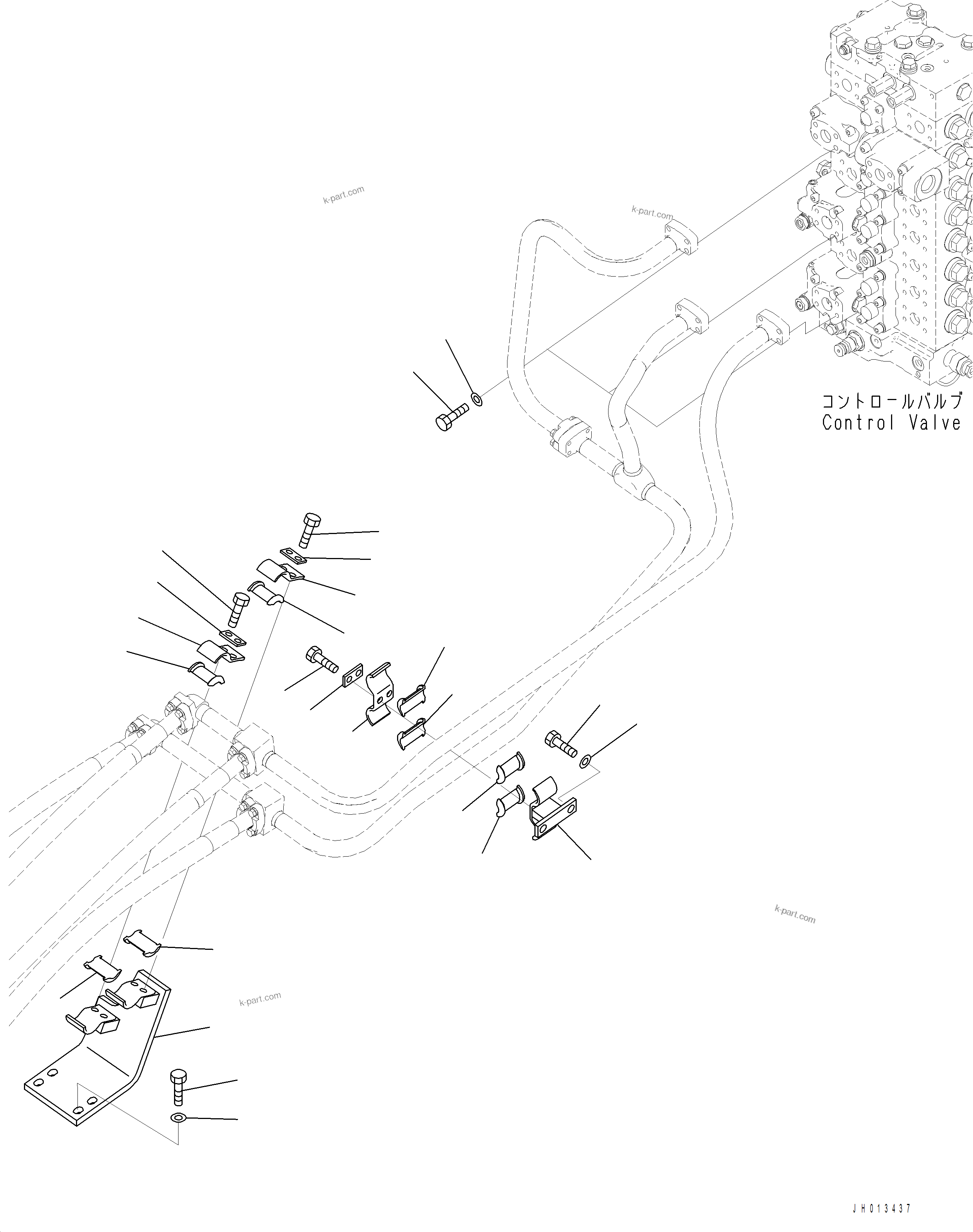 Komatsu parts book diagram for PC390LCI-11 A31001-UP BEPB113400 3.8.2018: H1210-001002 BOOM PIPING (2/2)