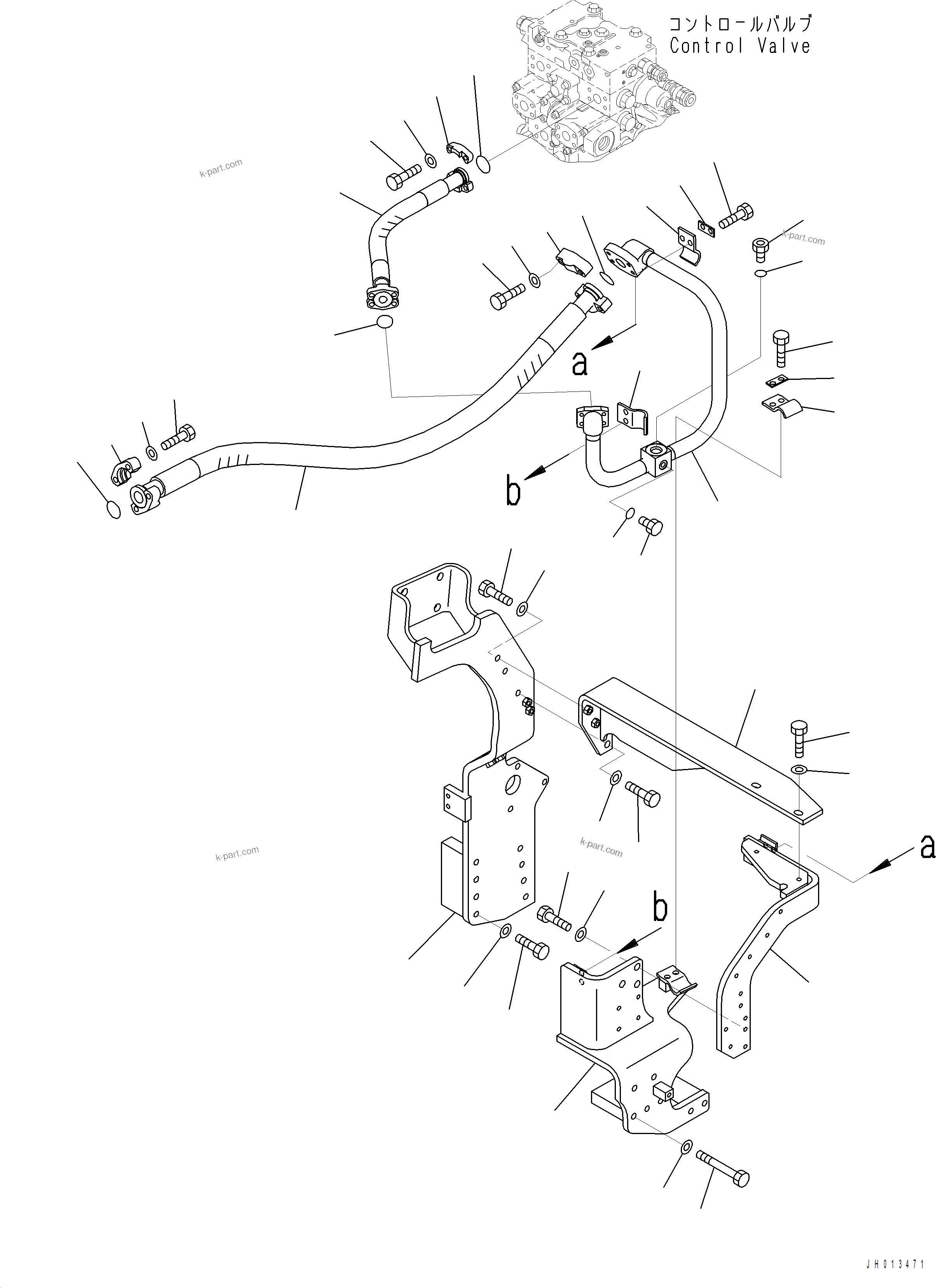 Komatsu parts book diagram for PC390LCI-11 A31001-UP BEPB113400 3.8.2018: H1270-001001 ATTACHMENT PIPING MAIN PIPING, L.H.