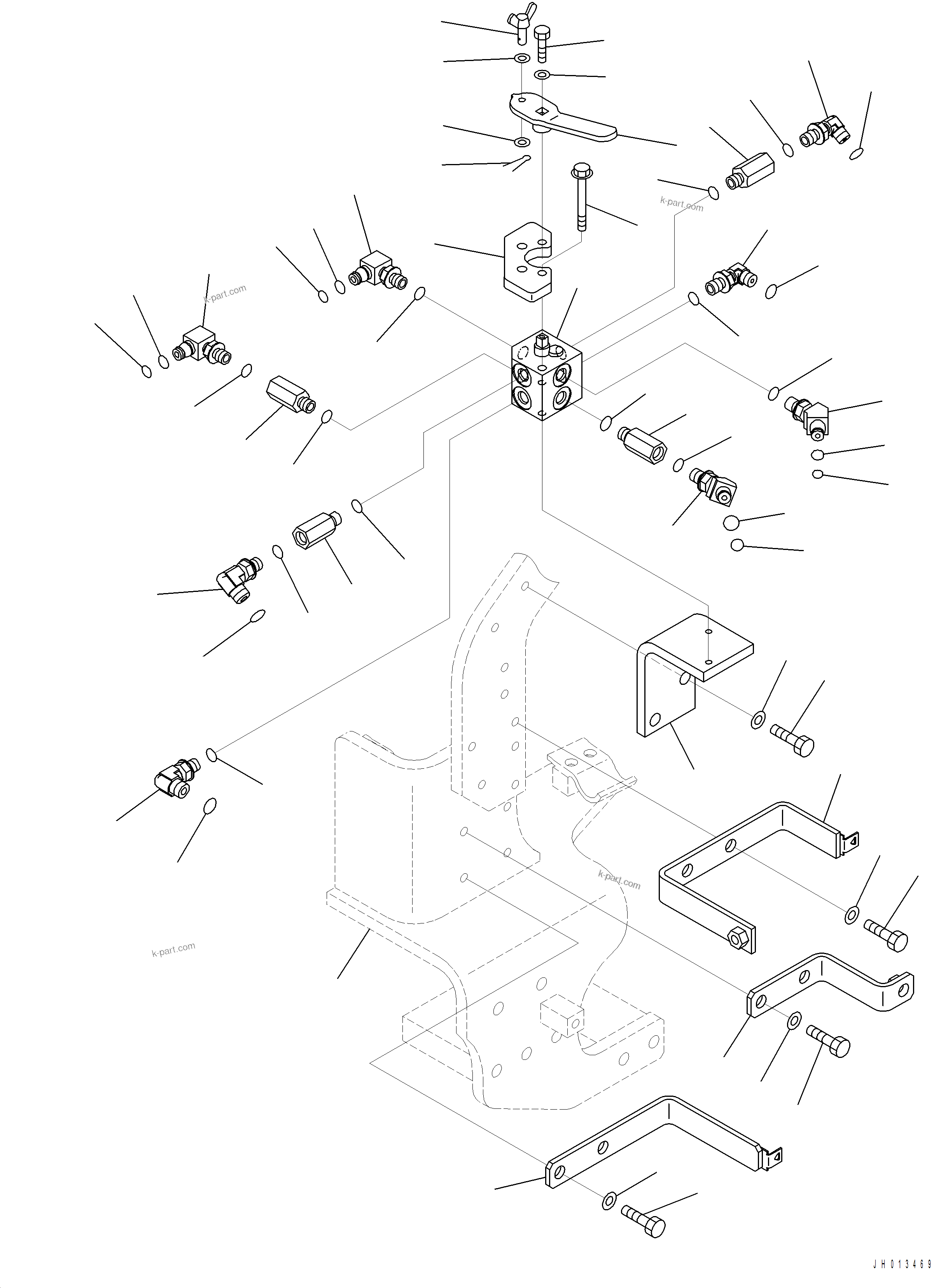 Komatsu parts book diagram for PC390LCI-11 A31001-UP BEPB113400 3.8.2018: H1280-001001 MULTI CONTROL PATTERN UNIT WITH 1-ADDITIONAL ACTUATOR (1/2)