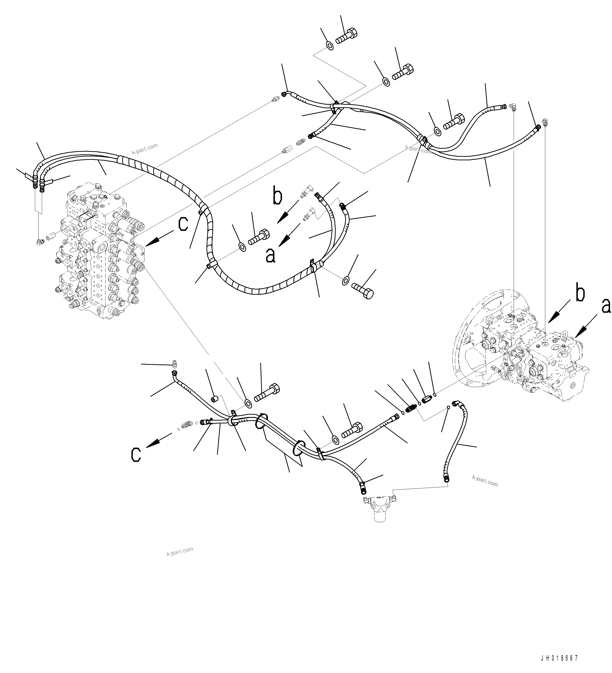 Komatsu parts book diagram for PC390LCI-11 A31001-UP BEPB113400 3.8.2018: H1810-001001 LS PIPING WITH 1-ADDITIONAL ACTUATOR