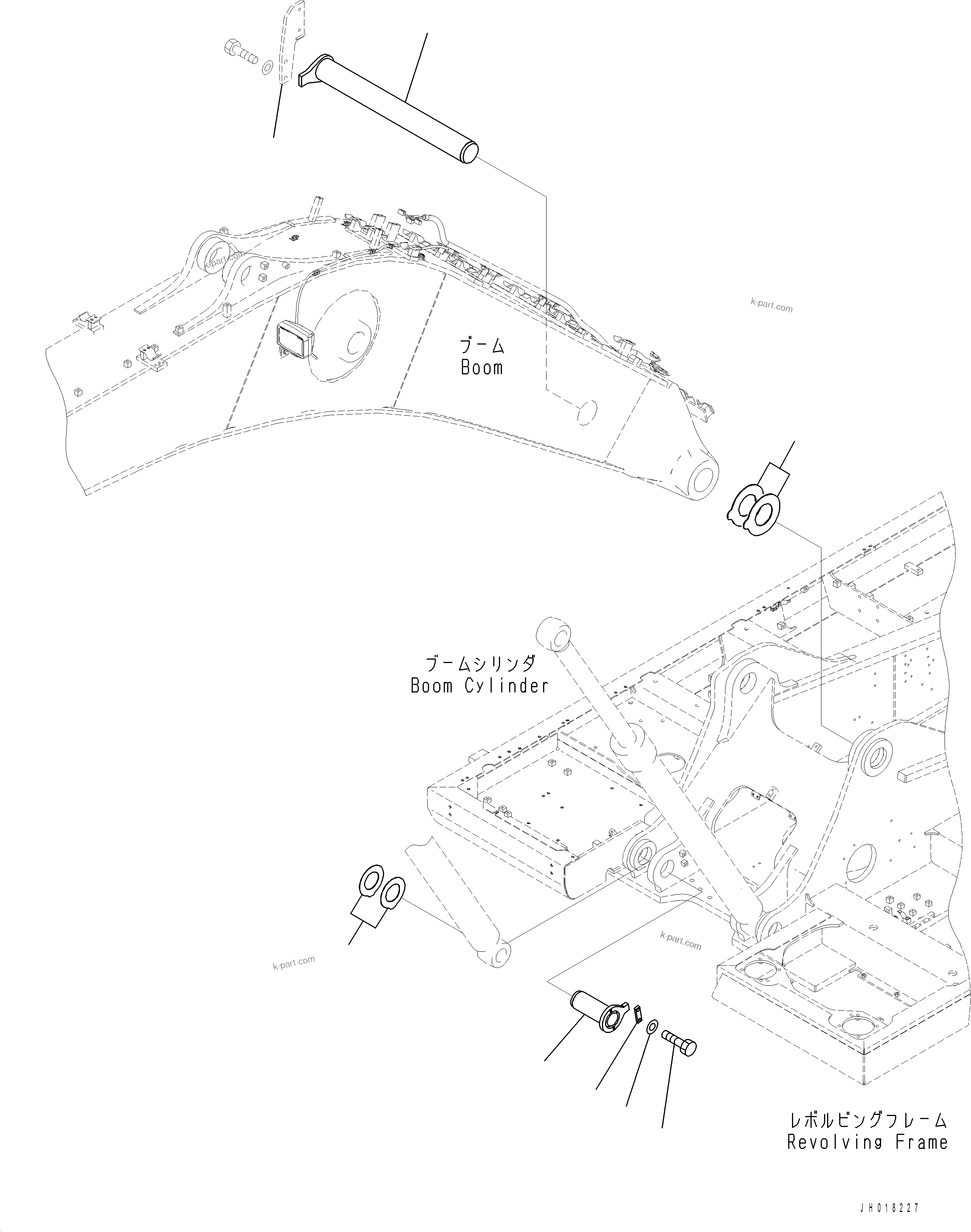 Komatsu parts book diagram for PC390LCI-11 A31001-UP BEPB113400 3.8.2018: J1310-001001 BOOM FOOT PIN