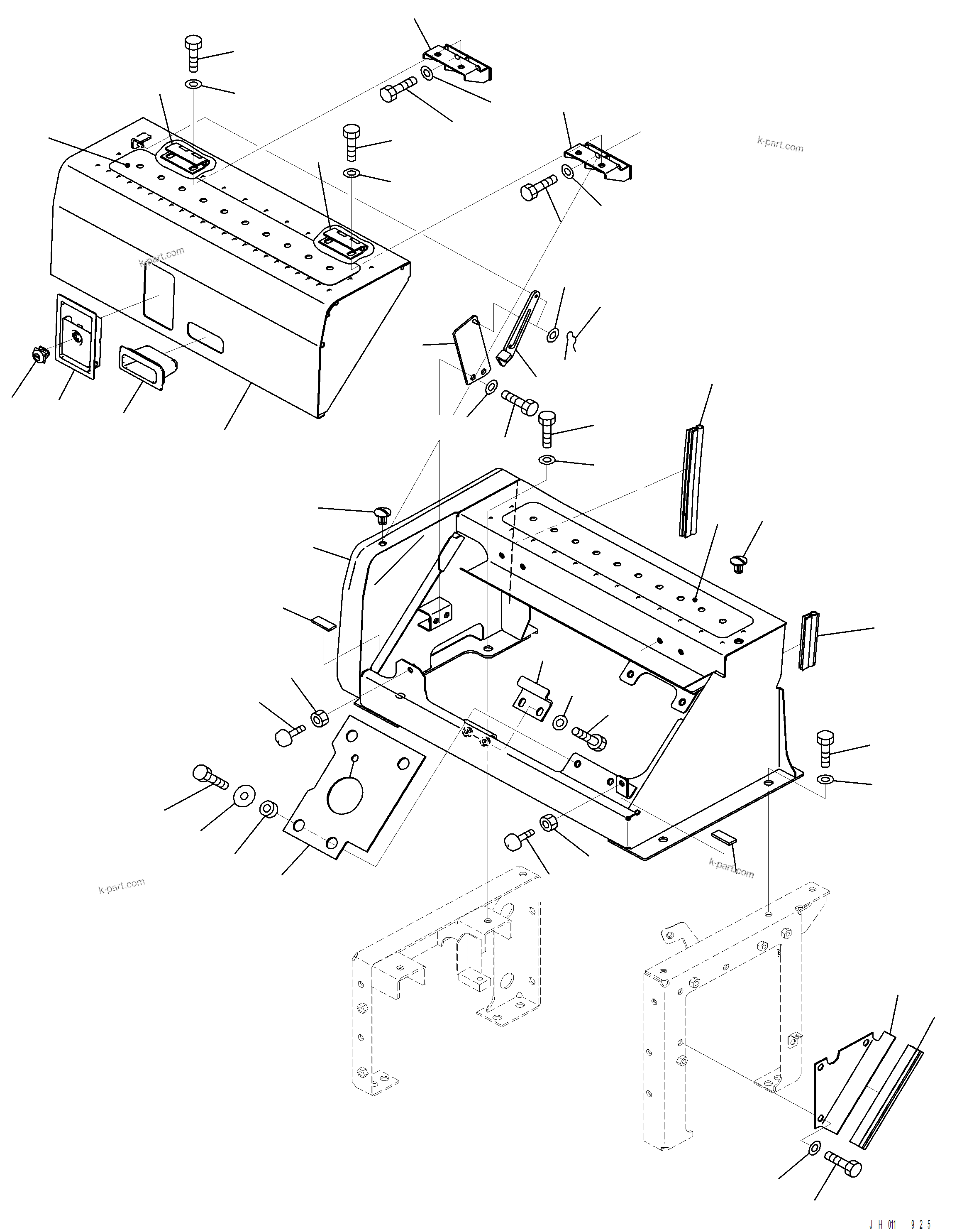 Komatsu parts book diagram for PC390LCI-11 A31001-UP BEPB113400 3.8.2018: M1220-001003 BATTERY CASE DEF TANK COVER