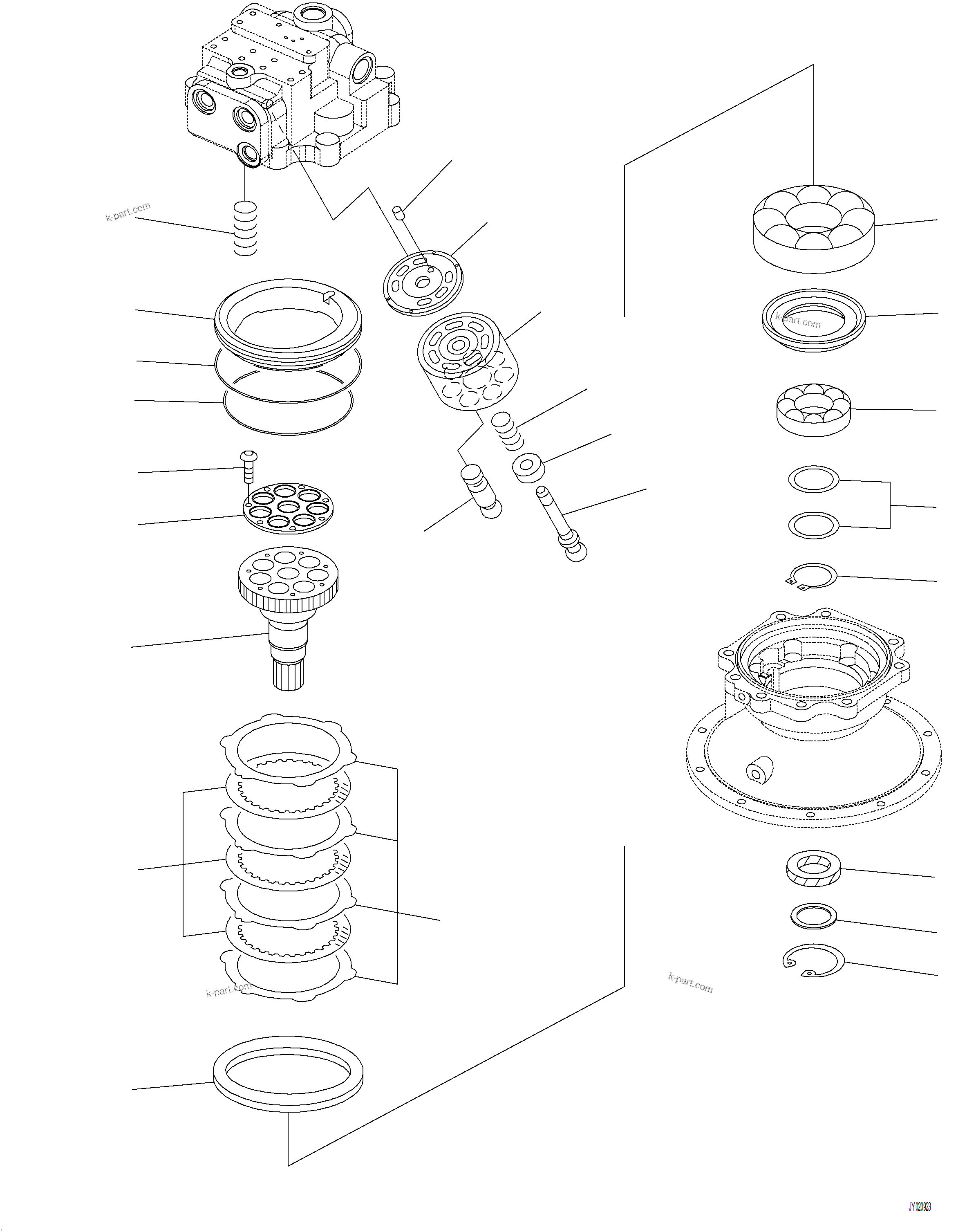 Komatsu parts book diagram for PC390LCI-11 A31001-UP BEPB113400 3.8.2018: N1210-001002 SWING MOTOR (2/3)