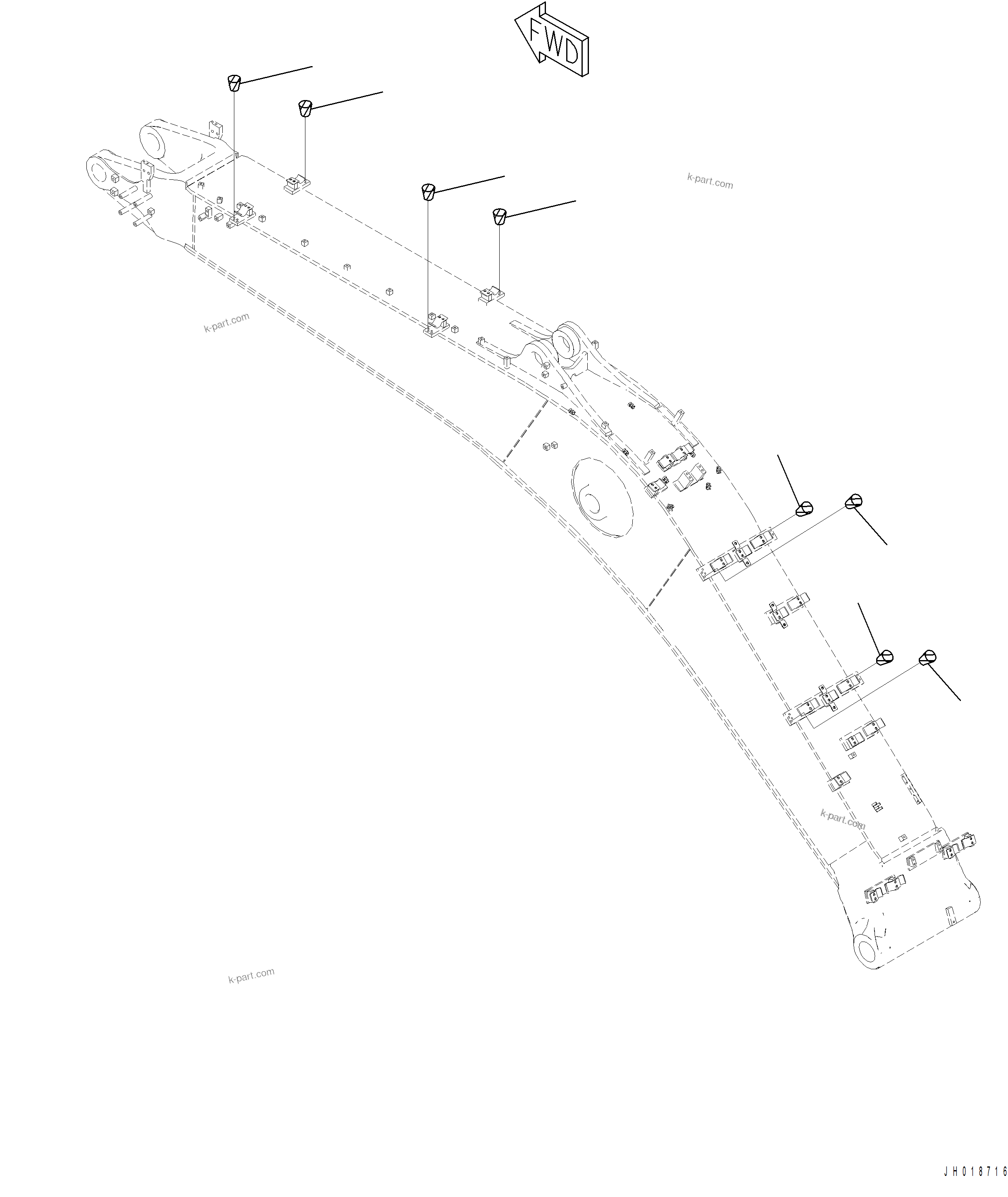 Komatsu parts book diagram for PC390LCI-11 A31001-UP BEPB113400 3.8.2018: T1110-001006 BOOM, 6500 MM PLUG (WITH 1-ATTACHMENT)