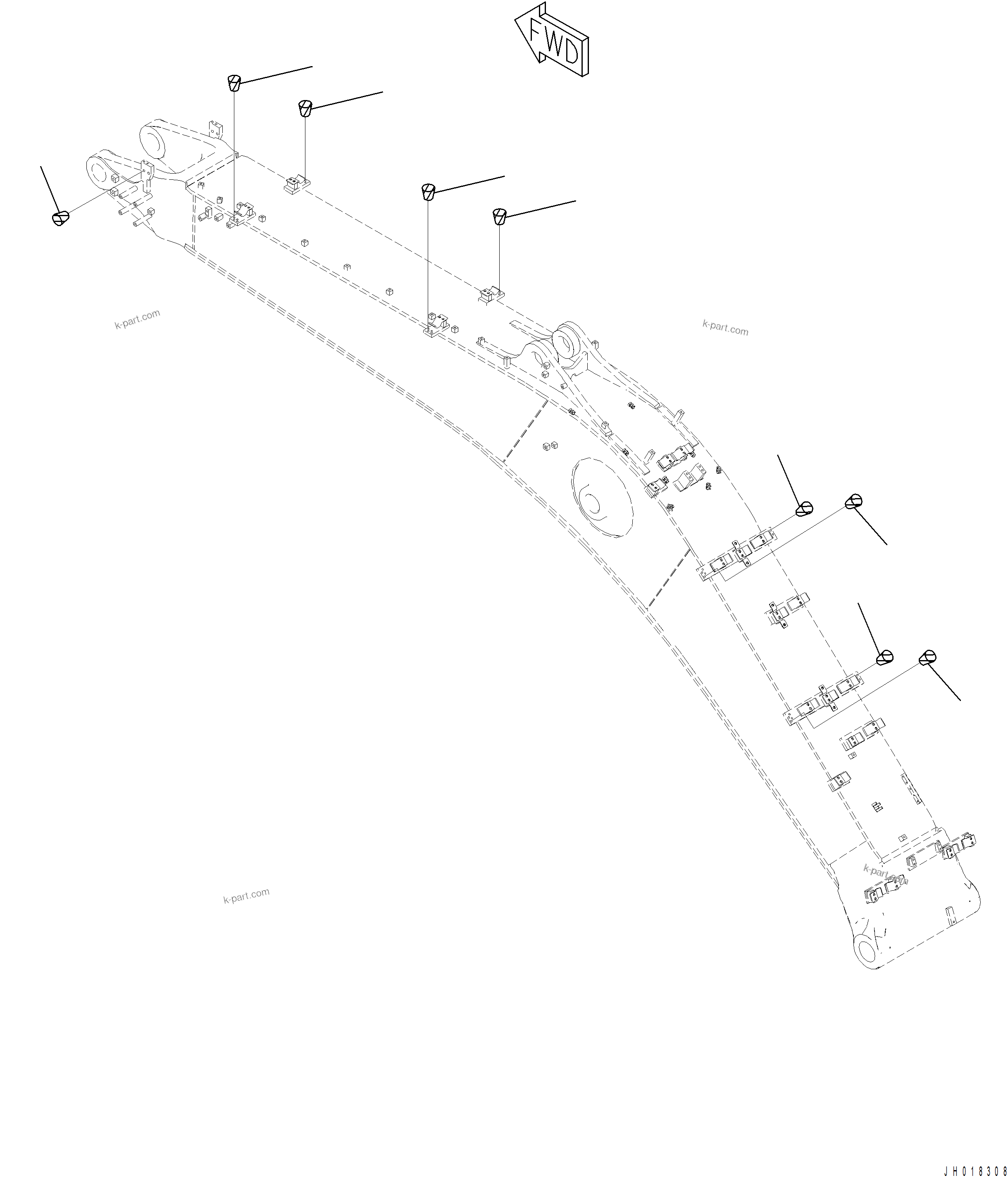 Komatsu parts book diagram for PC390LCI-11 A31001-UP BEPB113400 3.8.2018: T1110-002002 6500 MM BOOM 6500MM HEAVY DUTY TYPE, PLUG