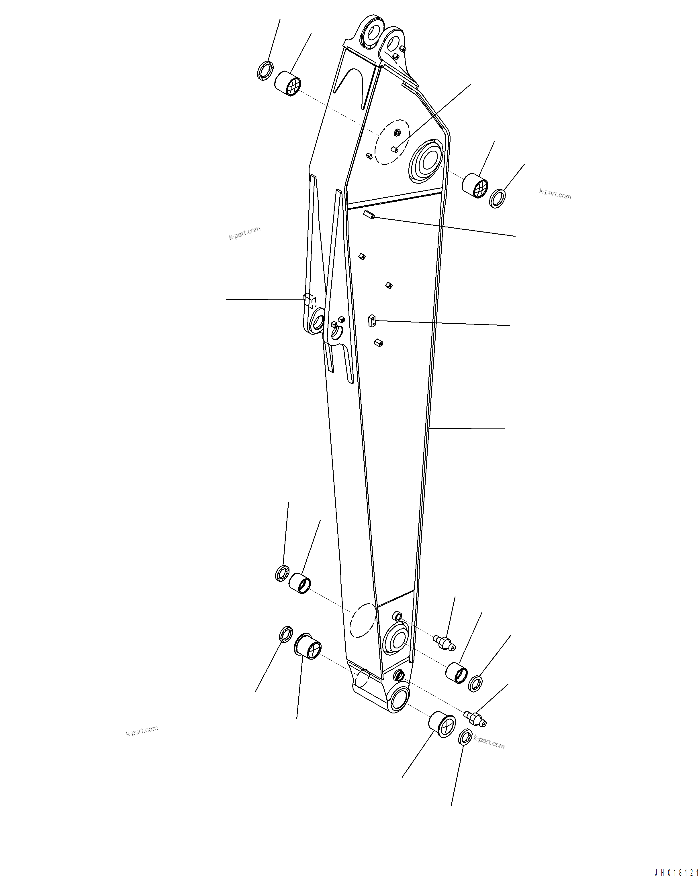 Komatsu parts book diagram for PC390LCI-11 A31001-UP BEPB113400 3.8.2018: T1200-003001 ARM, 4000 MM, LONG ARM AND BUSHING