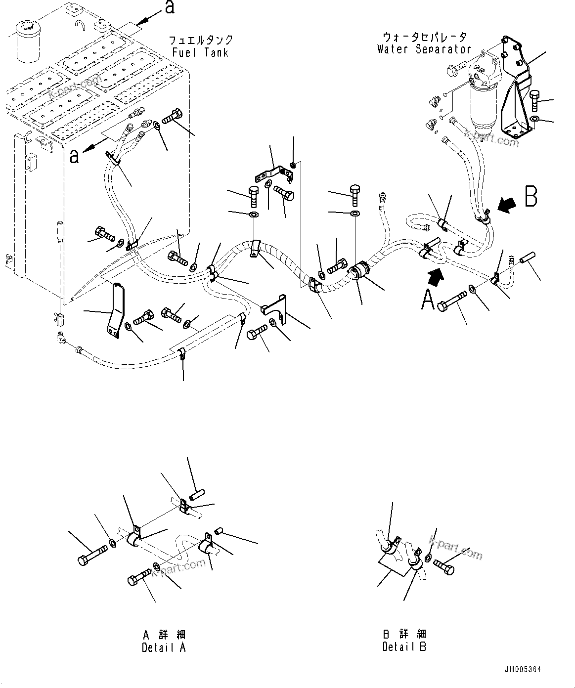 Komatsu parts book diagram for PC490LC-10 S/N 80001-UP: FUEL SUPPLY PIPING, PRE FILTER BRACKET