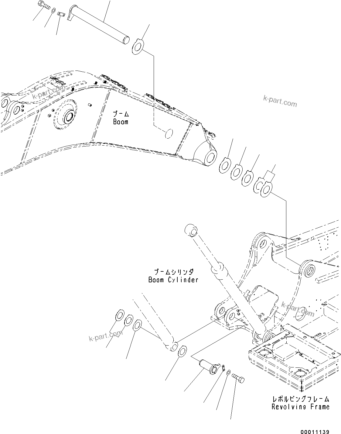 Komatsu parts book diagram for PC490LC-10 S/N 80001-UP: BOOM FOOT PIN