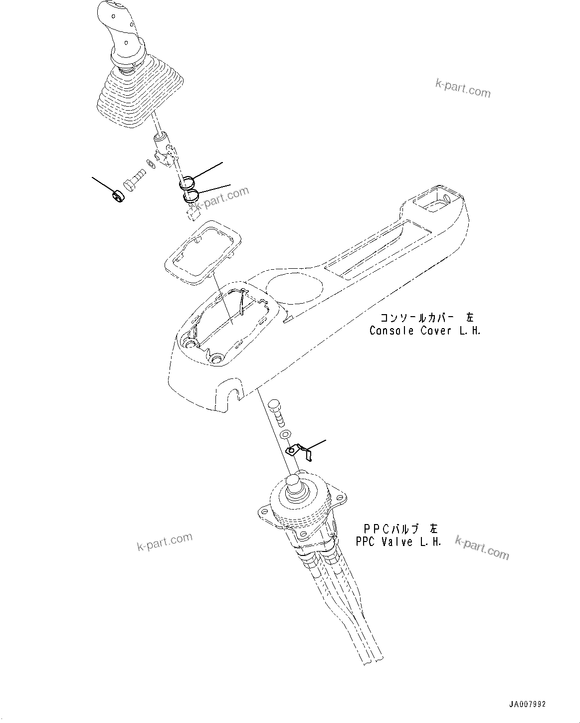 Komatsu parts book diagram for PC490LC-10 S/N 80001-UP: FLOOR FRAME GROUP, WITH ADDITIONAL ACTUATOR PIPING, ACCUMULATOR, FLOOR, WORK EQUIPMENT CONTROL LEVER, LHS (2/2)