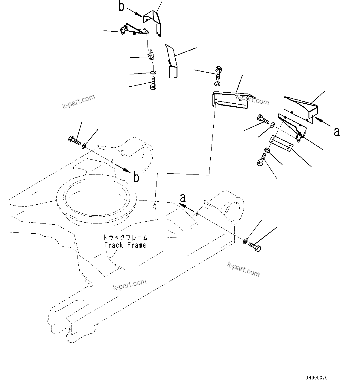 Komatsu parts book diagram for PC490LC-10 S/N 80001-UP: TRAVEL PIPING COVER, TRACK FRAME, VARIABLE GAUGE TYPE