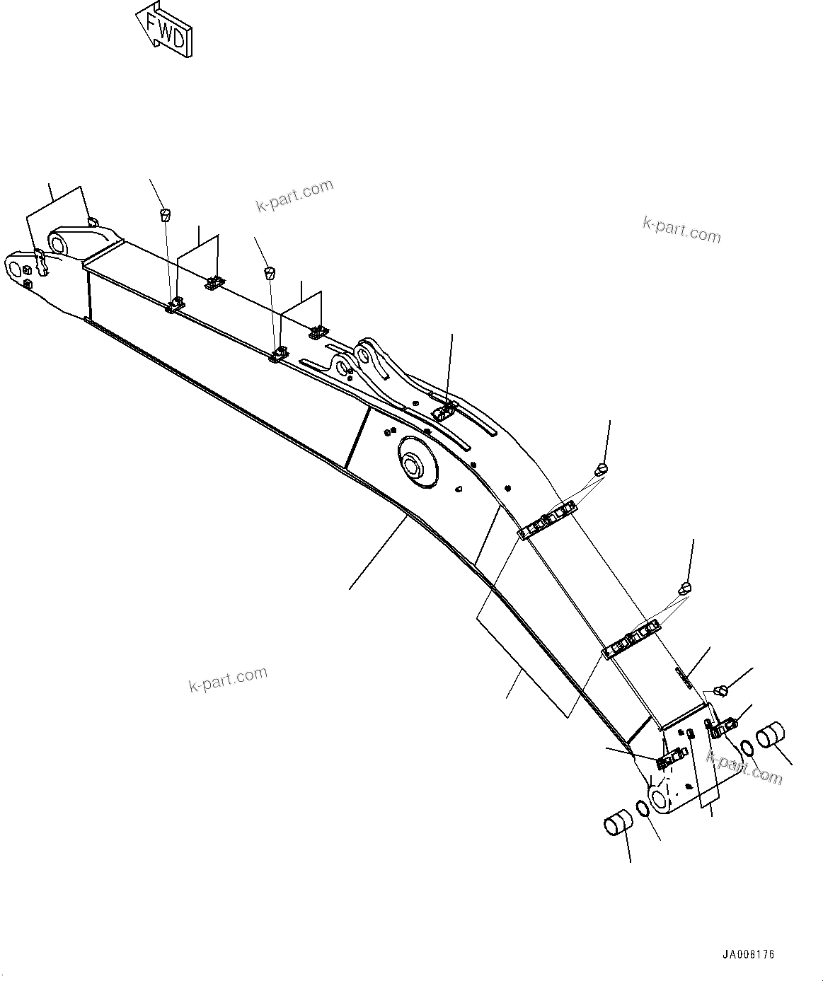 Komatsu parts book diagram for PC490LC-10 S/N 80001-UP: BOOM, 6700MM, WITH QUICK COUPLER, KUK, BOOM