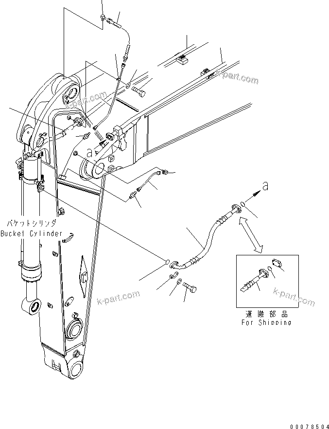 Komatsu parts book diagram for PC490LC-10 S/N 80001-UP: ARM, 2400MM, WITH QUICK COUPLER, KUK, BUCKET CYLINDER HOSE AND LUBRICATION PIPING