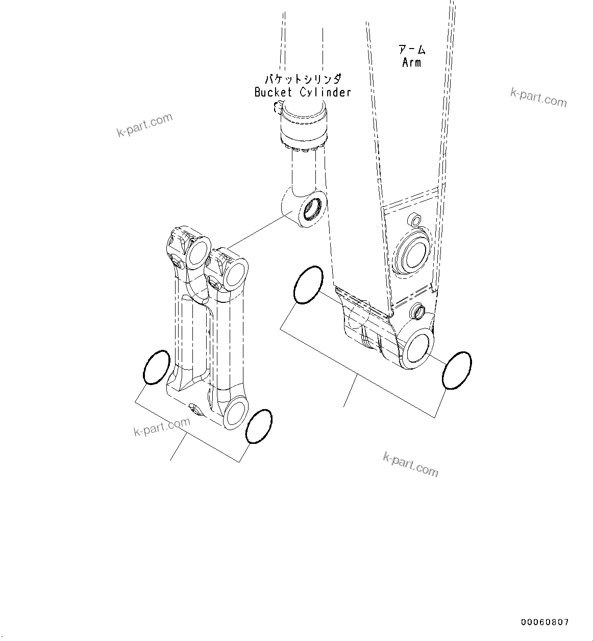 Komatsu parts book diagram for PC490LC-10 S/N 80001-UP: ARM, 2400MM, WITH QUICK COUPLER, KUK, O-RING FOR ADDITIONAL PIPING