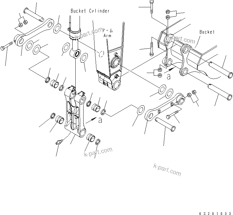 Komatsu parts book diagram for PC490LC-10 S/N 80001-UP: ARM, 2900MM, WITH 1-ADDITIONAL ACTUATOR PIPING, ACCUMULATOR, QUICK COUPLER, KUK, BUCKET LINK