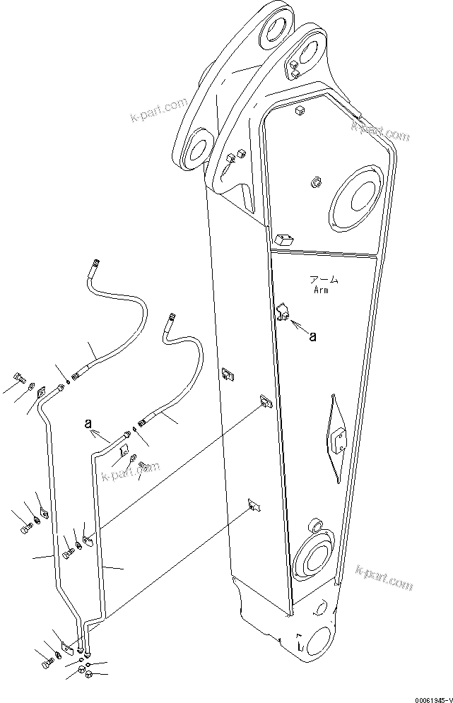 Komatsu parts book diagram for PC490LC-10 S/N 80001-UP: ARM, 2400MM, WITH 1-ADDITIONAL ACTUATOR PIPING, ACCUMULATOR, QUICK COUPLER, KUK, QUICK COUPLER PIPING