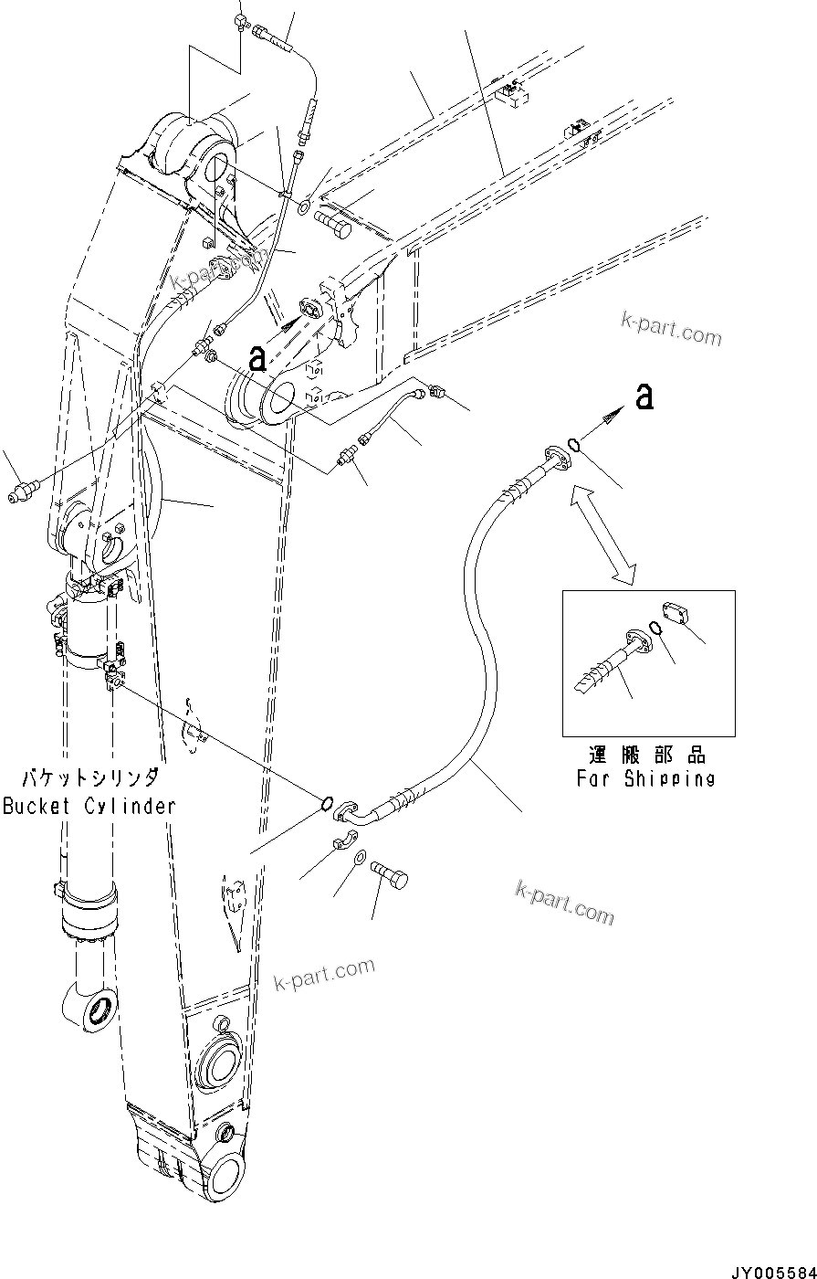 Komatsu parts book diagram for PC490LC-10 S/N 80001-UP: ARM, 2900MM, WITH 2-ADDITIONAL ACTUATOR PIPING, ACCUMULATOR, QUICK COUPLER, KUK, BUCKET CYLINDER HOSE AND LUBRICATION PIPING