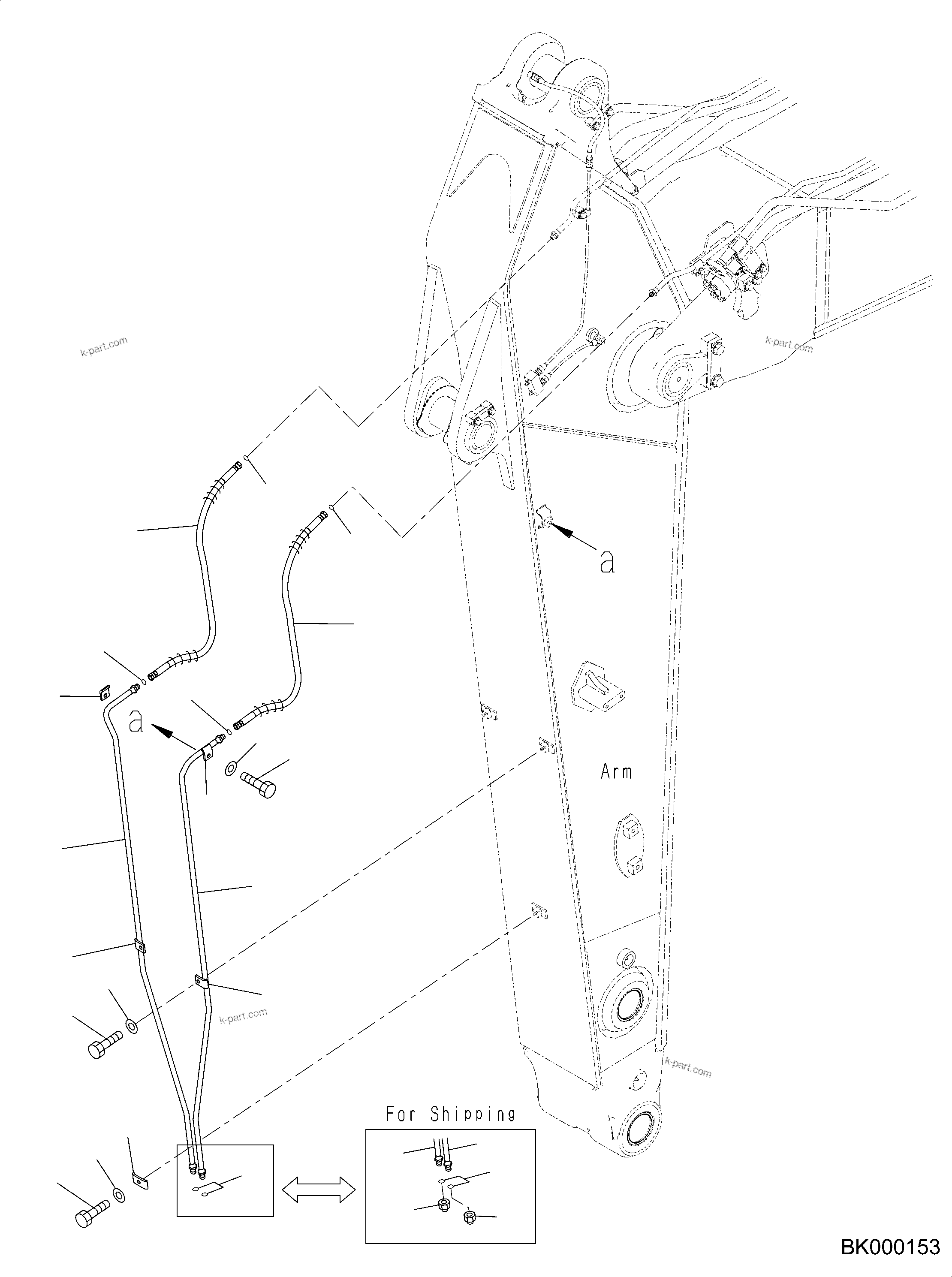 Komatsu parts book diagram for PC490LC-10 S/N 80001-UP: ARM, 3400MM, WITH 2-ADDITIONAL ACTUATOR PIPING, ACCUMULATOR, QUICK COUPLER, KUK, QUICK COUPLER PIPING