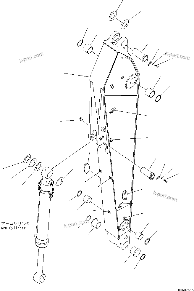 Komatsu parts book diagram for PC490LC-10 S/N 80001-UP: ARM, 4000MM, WITH QUICK COUPLER, KUK, ARM
