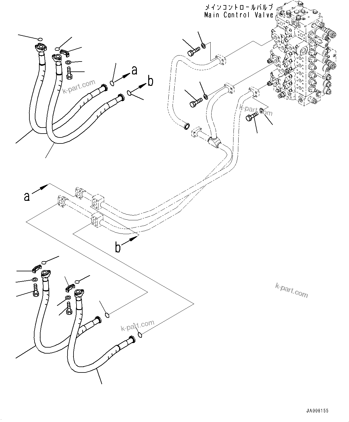 Komatsu parts book diagram for PC490LC-10 S/N K60001-UP: BOOM PIPING, PIPING (2/2)