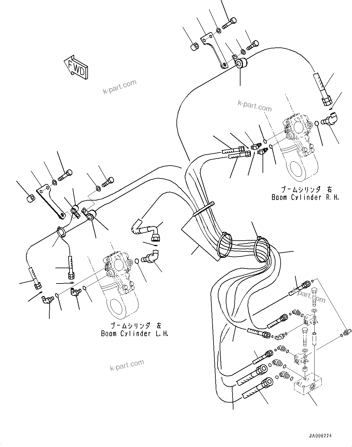 Komatsu parts book diagram for PC490LC-10 S/N K60001-UP: ANTI-DROP VALVE, BOOM 6700MM AND ARM, BOOM ANTI-DROP VALVE PIPING