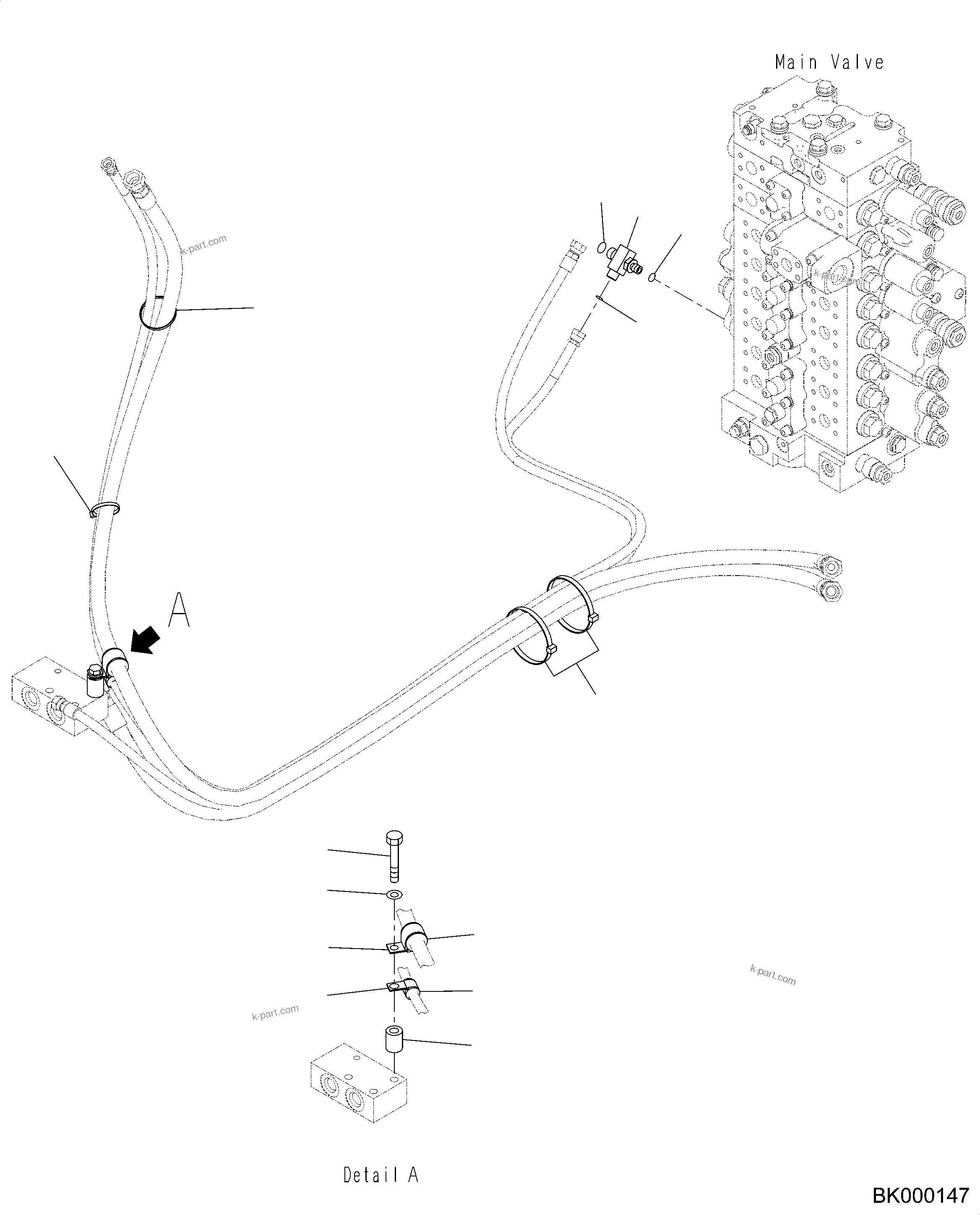 Komatsu parts book diagram for PC490LC-10 S/N K60001-UP: ANTI-DROP VALVE, BOOM 6700MM AND ARM 2400MM, CHASSIS SIDE PIPING (2/2)