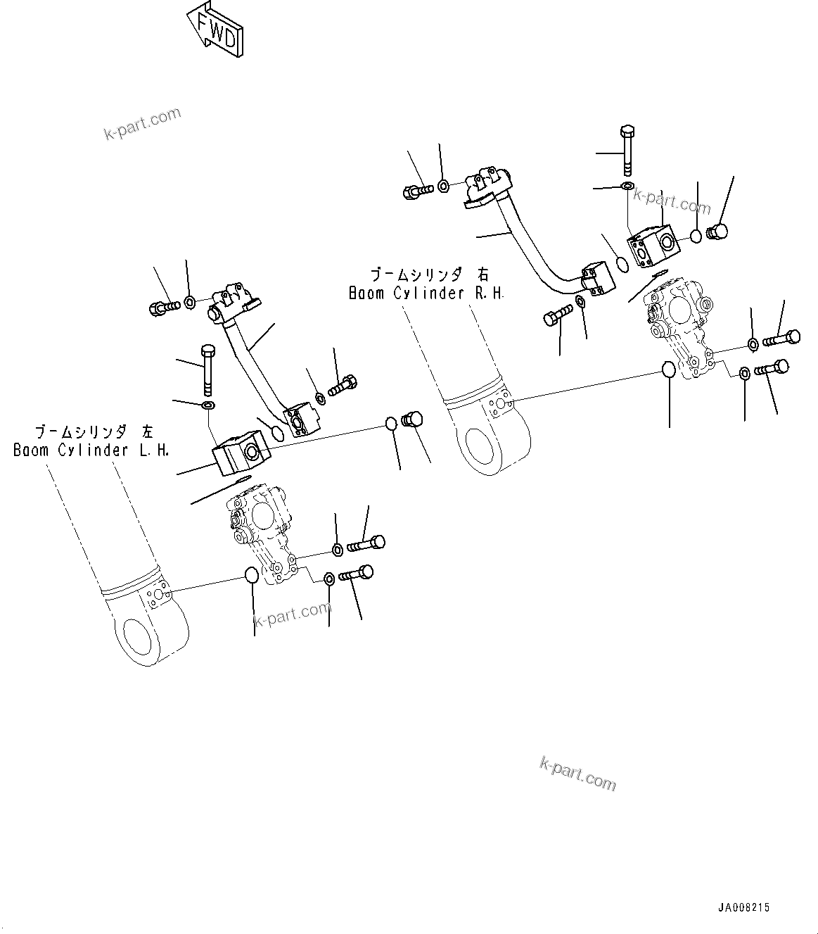 Komatsu parts book diagram for PC490LC-10 S/N K60001-UP: ANTI-DROP VALVE, BOOM 6700MM AND ARM 2400MM, BOOM ANTI-DROP VALVE MOUNTING