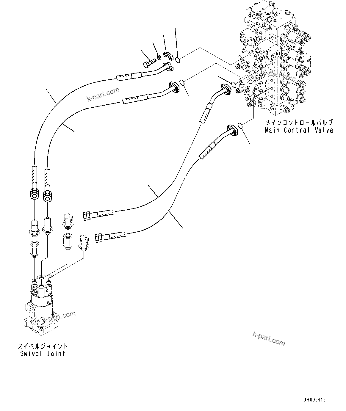Komatsu parts book diagram for PC490LC-10 S/N K60001-UP: TRAVEL PIPING
