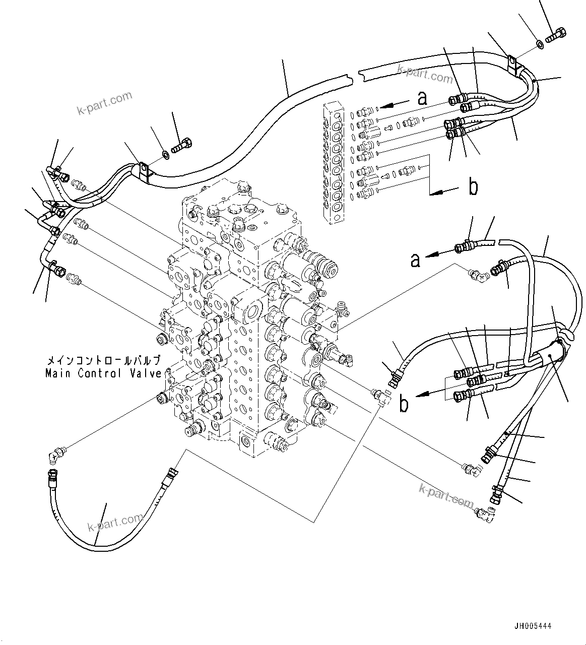 Komatsu parts book diagram for PC490LC-10 S/N K60001-UP: PROPORTIONAL PRESSURE CONTROL (PPC) TRAVEL PIPING