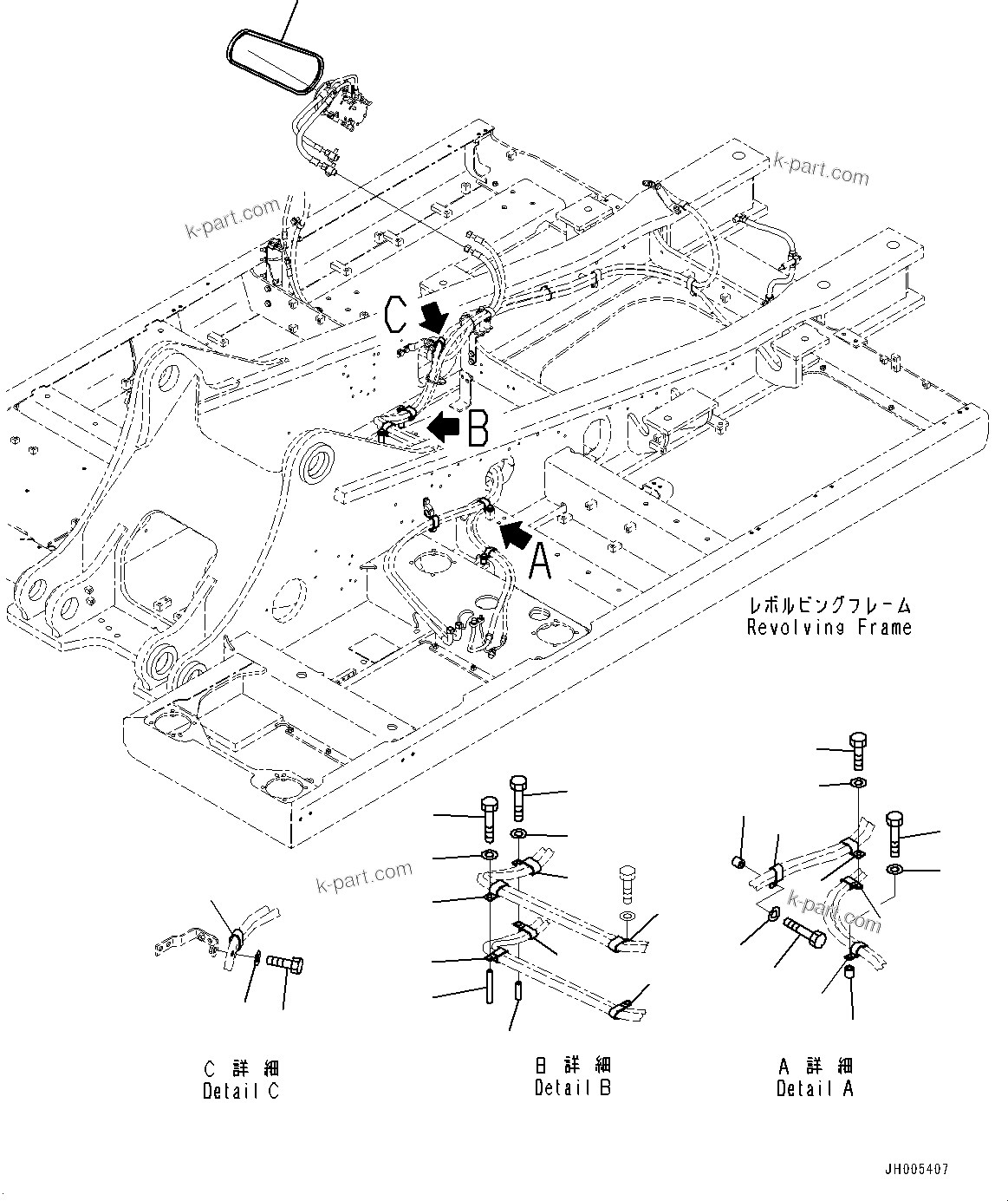 Komatsu parts book diagram for PC490LC-10 S/N K60001-UP: AIR CONDITIONER UNIT, HEATER HOSE CLAMP (2/2)