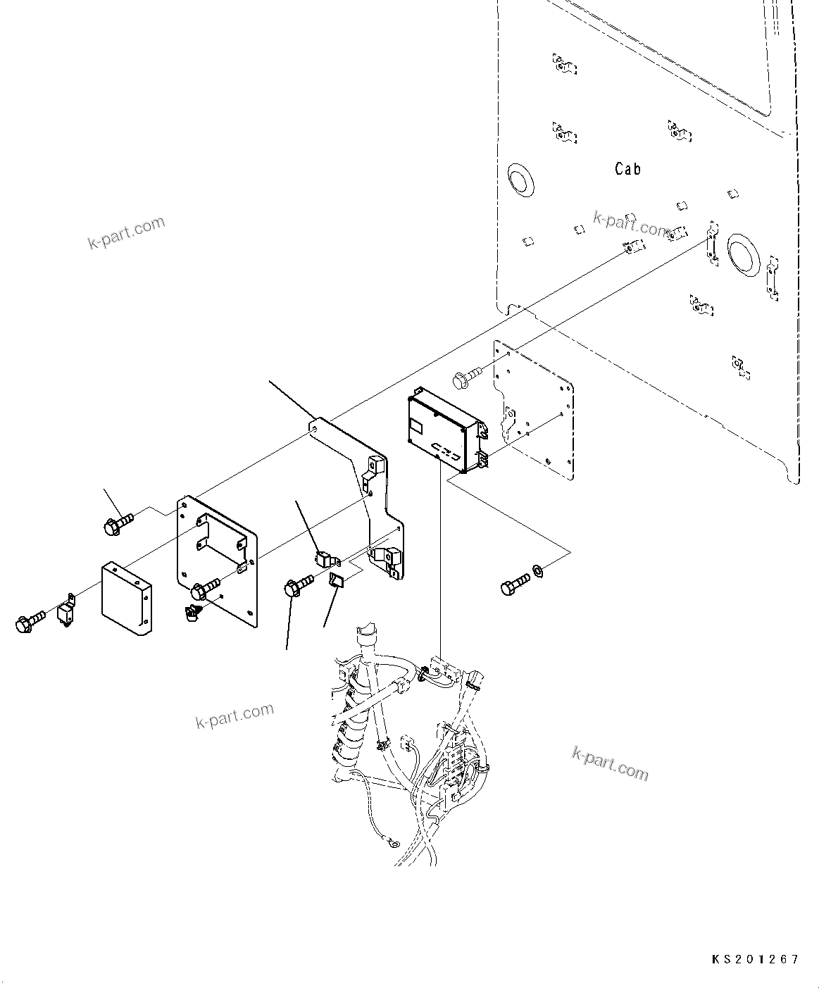 Komatsu parts book diagram for PC490LC-10 S/N K60001-UP: CAB IN PARTS, OPT SUB PLATE (FOR LC DEMO)