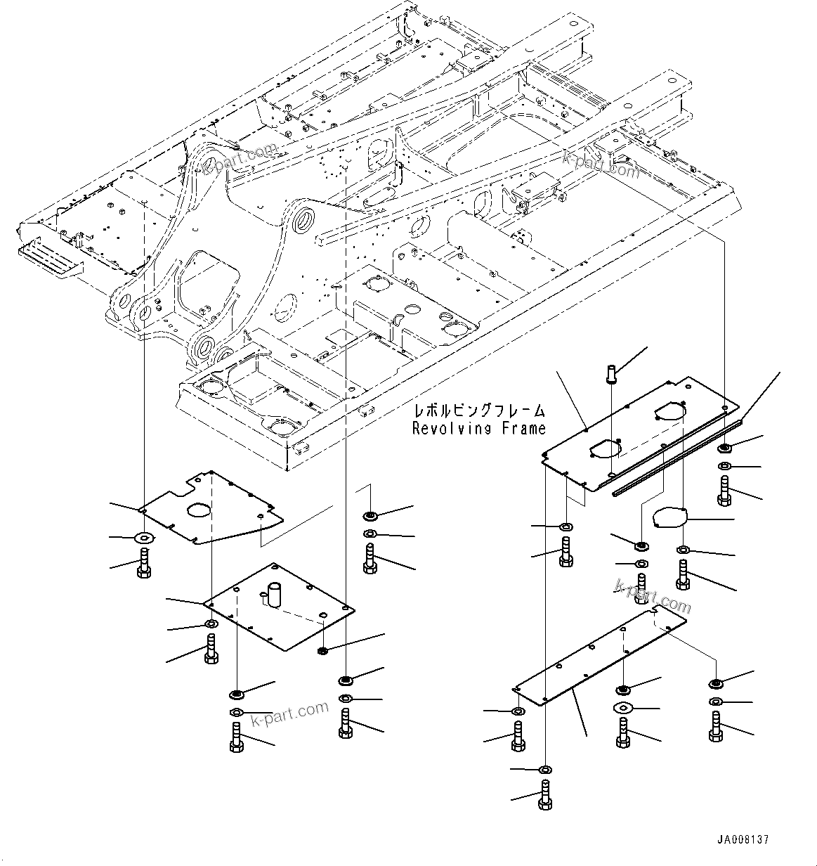 Komatsu parts book diagram for PC490LC-10 S/N K60001-UP: UNDER COVER, STRENGTHENED TYPE, WITH REFUEL PUMP, RHS