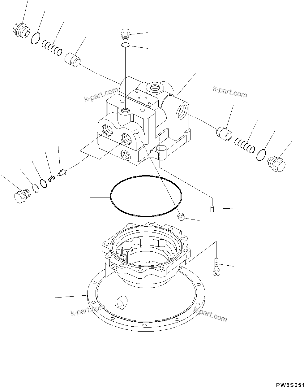 Komatsu parts book diagram for PC490LC-10 S/N K60001-UP: SWING MACHINERY, INNER PARTS, SWING MOTOR (1/3)
