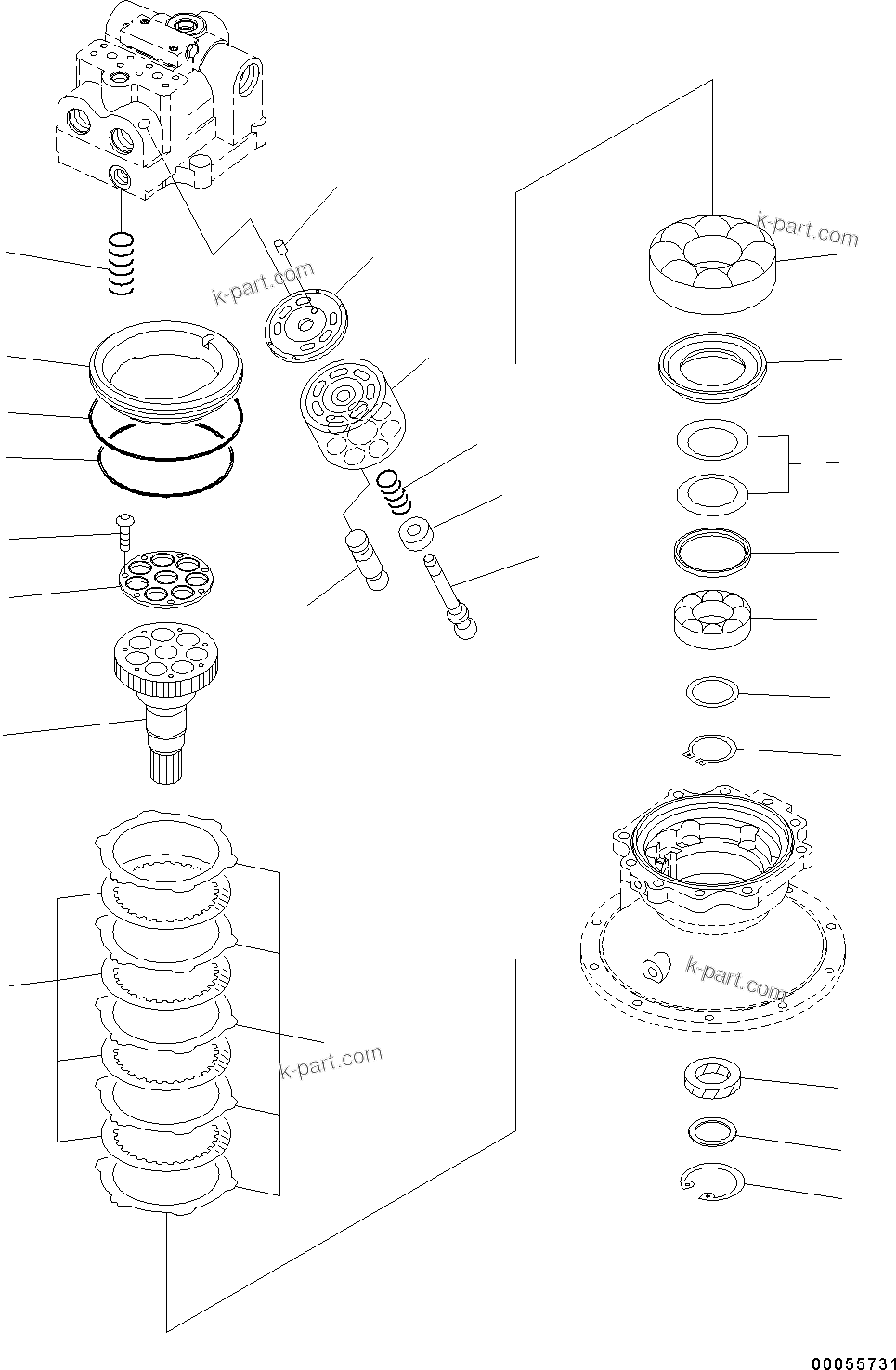 Komatsu parts book diagram for PC490LC-10 S/N K60001-UP: SWING MACHINERY, INNER PARTS, SWING MOTOR (2/3)
