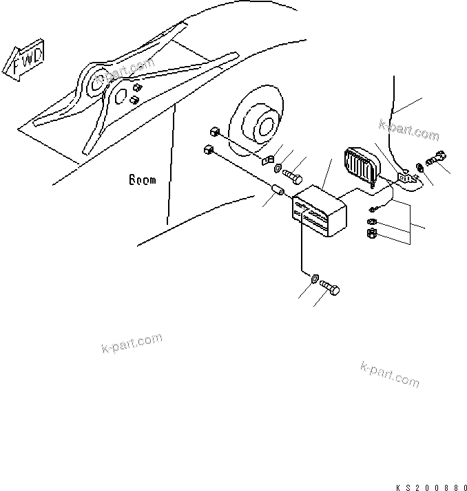Komatsu parts book diagram for PC490LC-10 S/N K60001-UP: BOOM, WORKING LAMP (FOR LC DEMO)