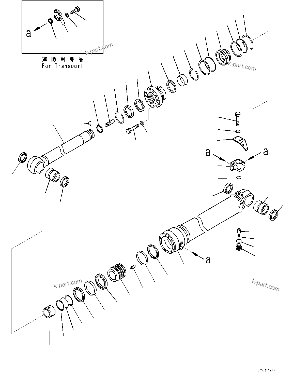 Komatsu parts book diagram for PC490LC-10 S/N K60001-UP: ARM CYLINDER, WITH ANTI-DROP VALVE, BOOM AND ARM, INNER PARTS