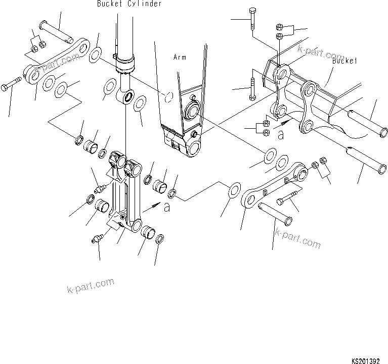 Komatsu parts book diagram for PC490LC-10 S/N K60001-UP: ARM, 3400MM, WITH QUICK COUPLER, KUK, BUCKET LINK