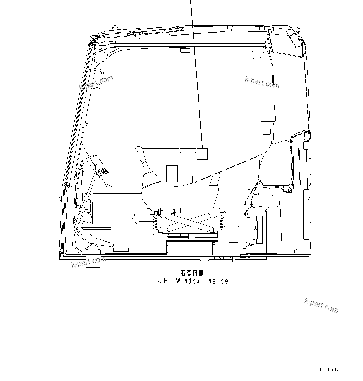 Komatsu parts book diagram for PC490LC-10 S/N K60001-UP: MARKS AND NAME PLATES, ENGLISH, KUK, LC, CAUTION PLATES, WITH REARVIEW CAMERA, 1 SET