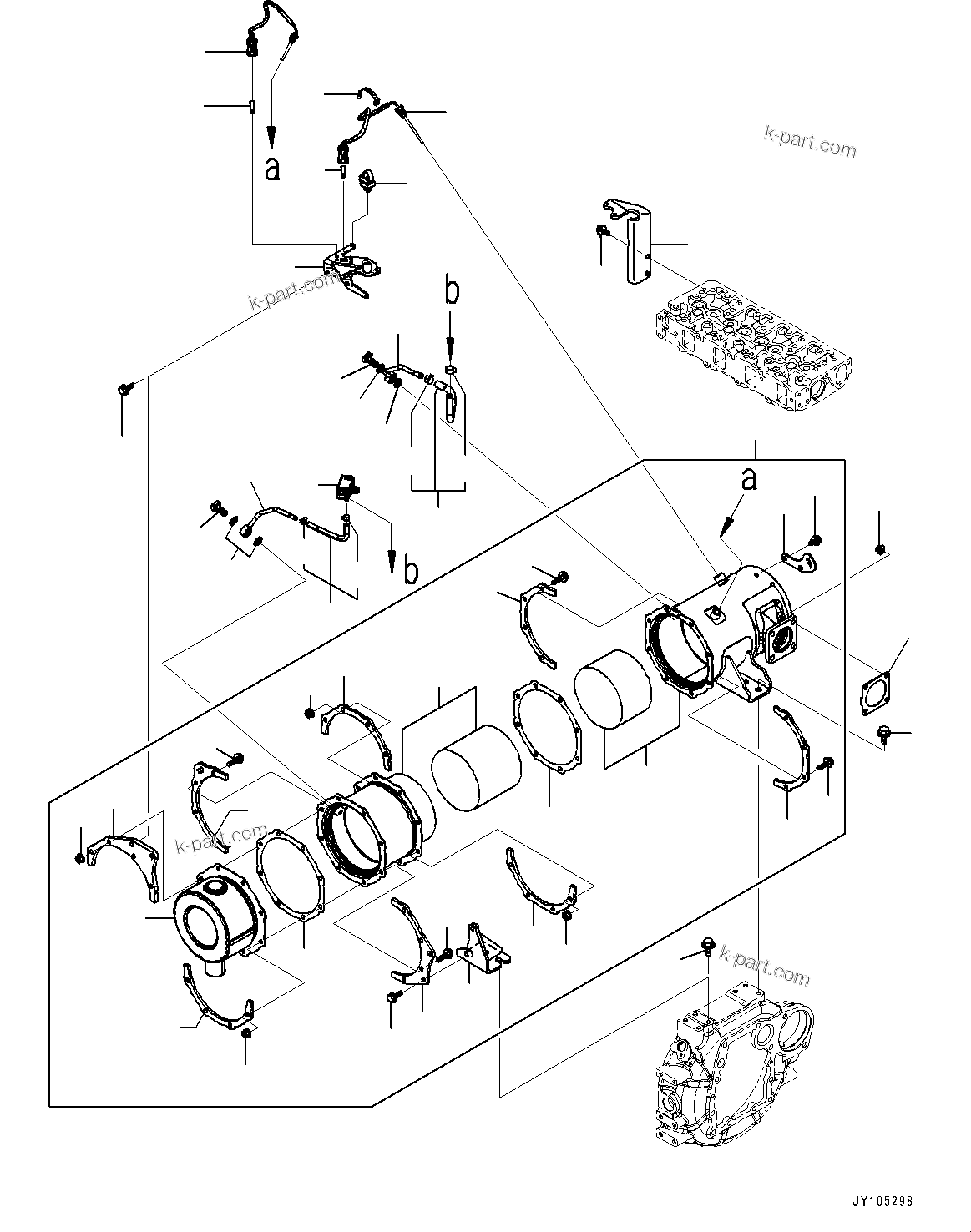 Komatsu parts book diagram for PC55MR-5E0 S/N 9101 AND UP: ENGINE, INNER PARTS, KOMATSU DIESEL PARTICULATE FILTER (KDPF)