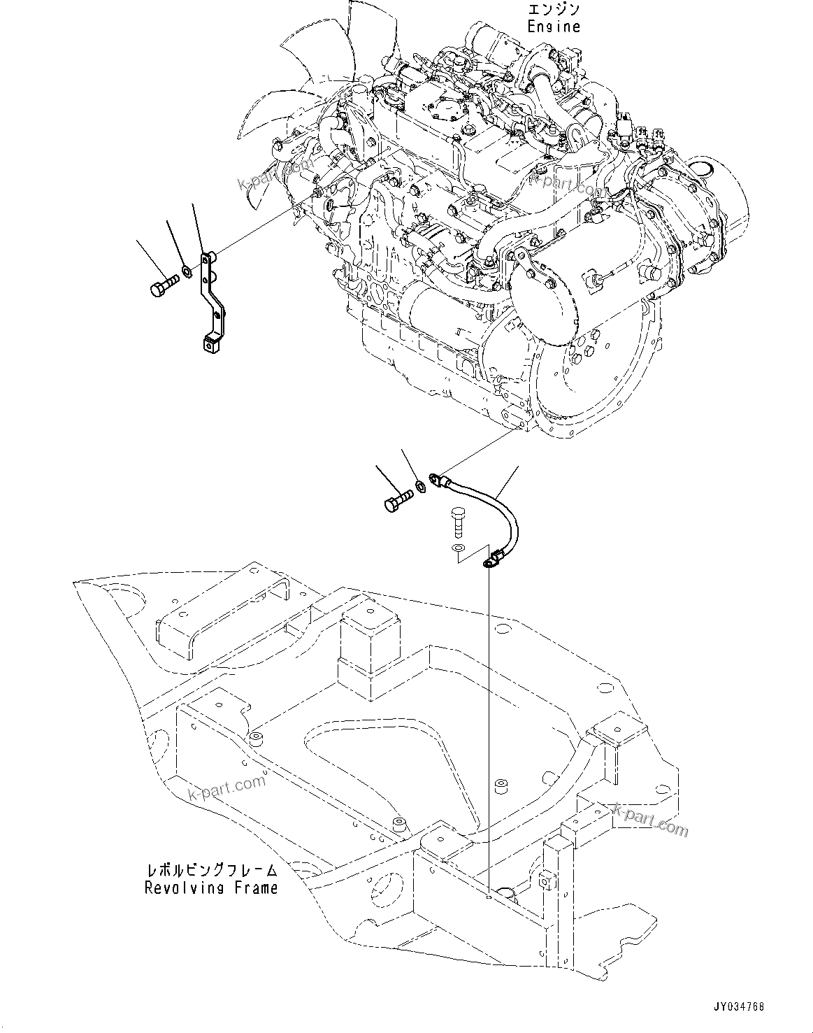 Komatsu parts book diagram for PC55MR-5E0 S/N 9101 AND UP: ENGINE RELATED PARTS, WIRING HARNESS MOUNTING